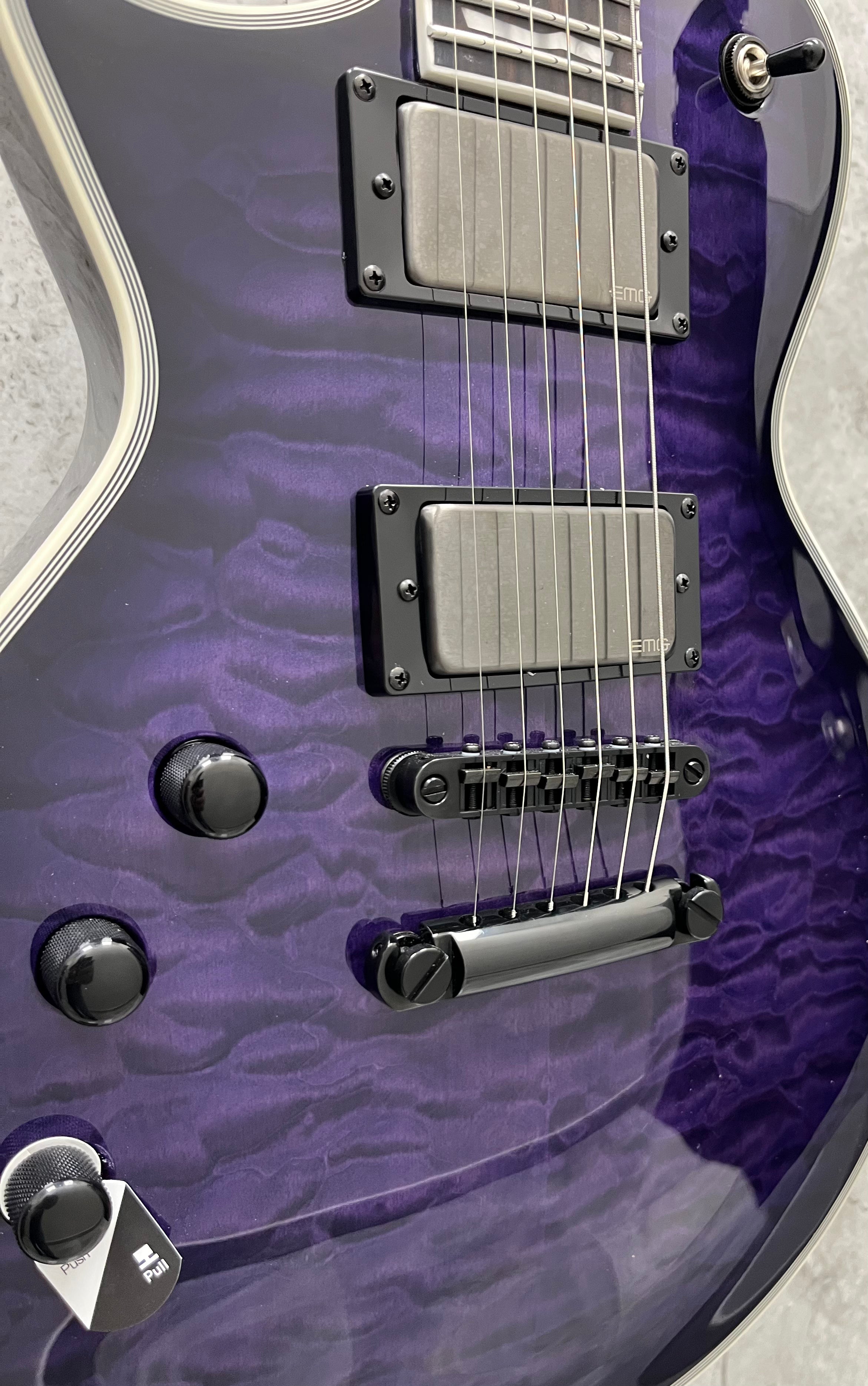 ESP LTD EC-1000 Left Handed Electric Guitar EC1000 See Thru Purple Sunburst LEC1000QMSTPSBLH SERIAL NUMBER W24081049 - 7.8 LBS