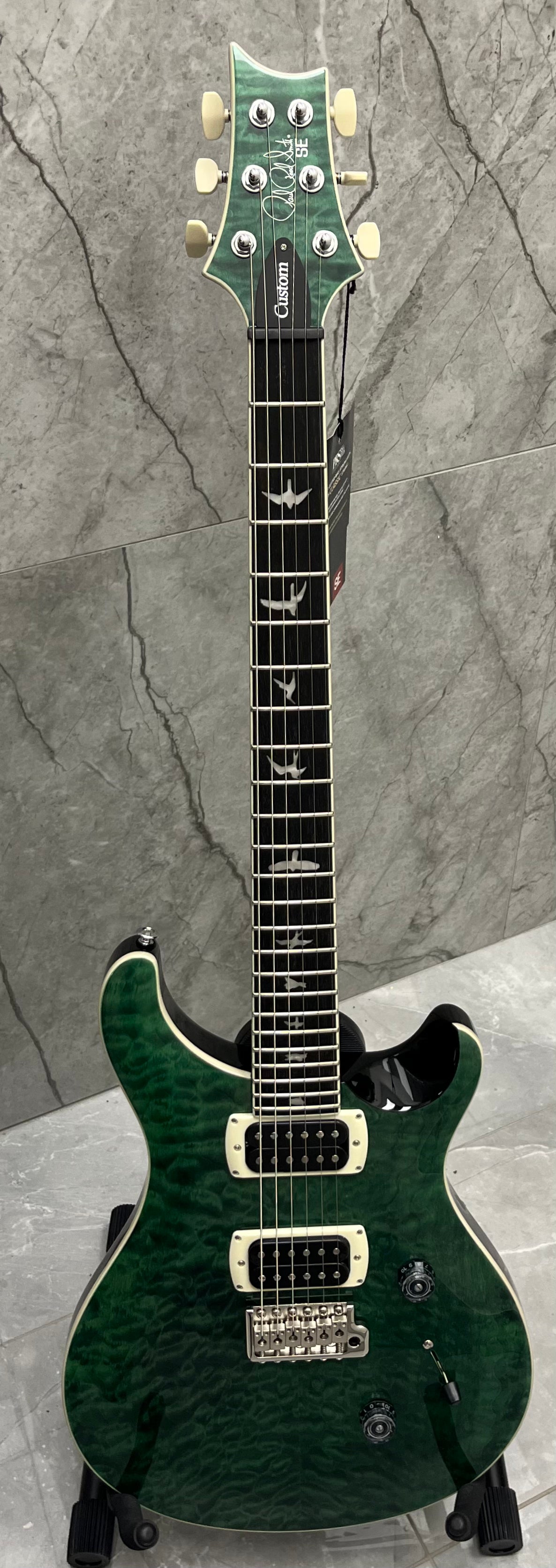 PRS Guitars SE Custom 24 Quilt Electric Guitar with Gig Bag - Teal Black 115978::TK SERIAL NUMBER CTIH061684 - 7 LBS 11 OZ