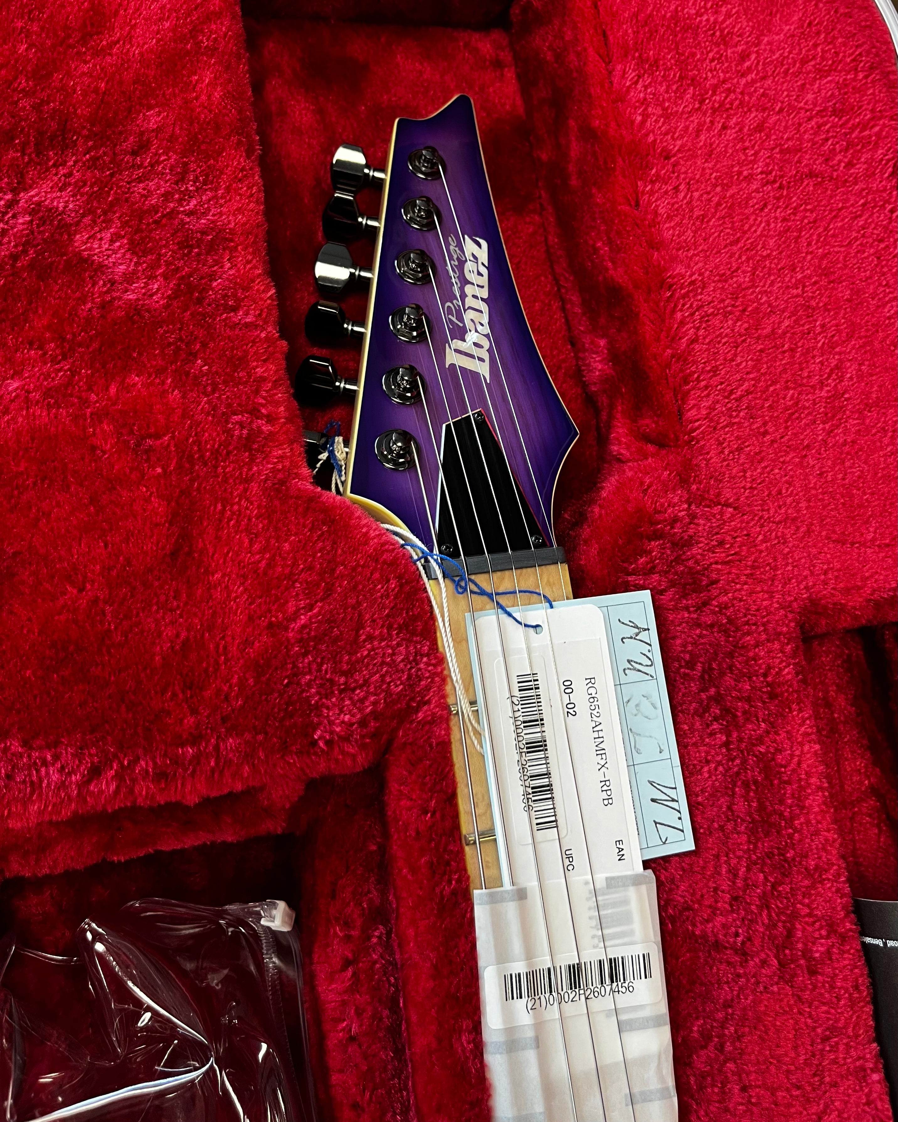 Ibanez RG Prestige Made in Japan 6 string Electric Guitar w/Case - Royal Plum Burst RG652AHMFXRPB SERIAL NUMBER F2607456 - 6 LBS 14 OZ