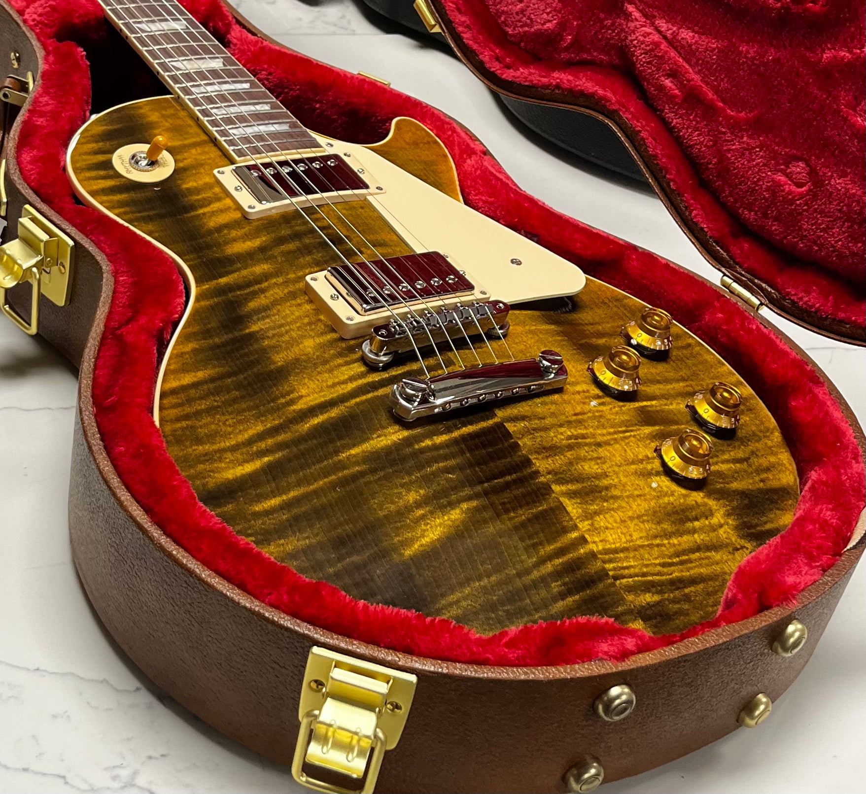 Gibson Limited Edition Les Paul Standard Lite AAA FLAME Electric Guitar with Hardshell Case - Yellow Tiger LPSL5Y24TGNH SERIAL NUMBER 218340031 - 7 LBS 7 OZ
