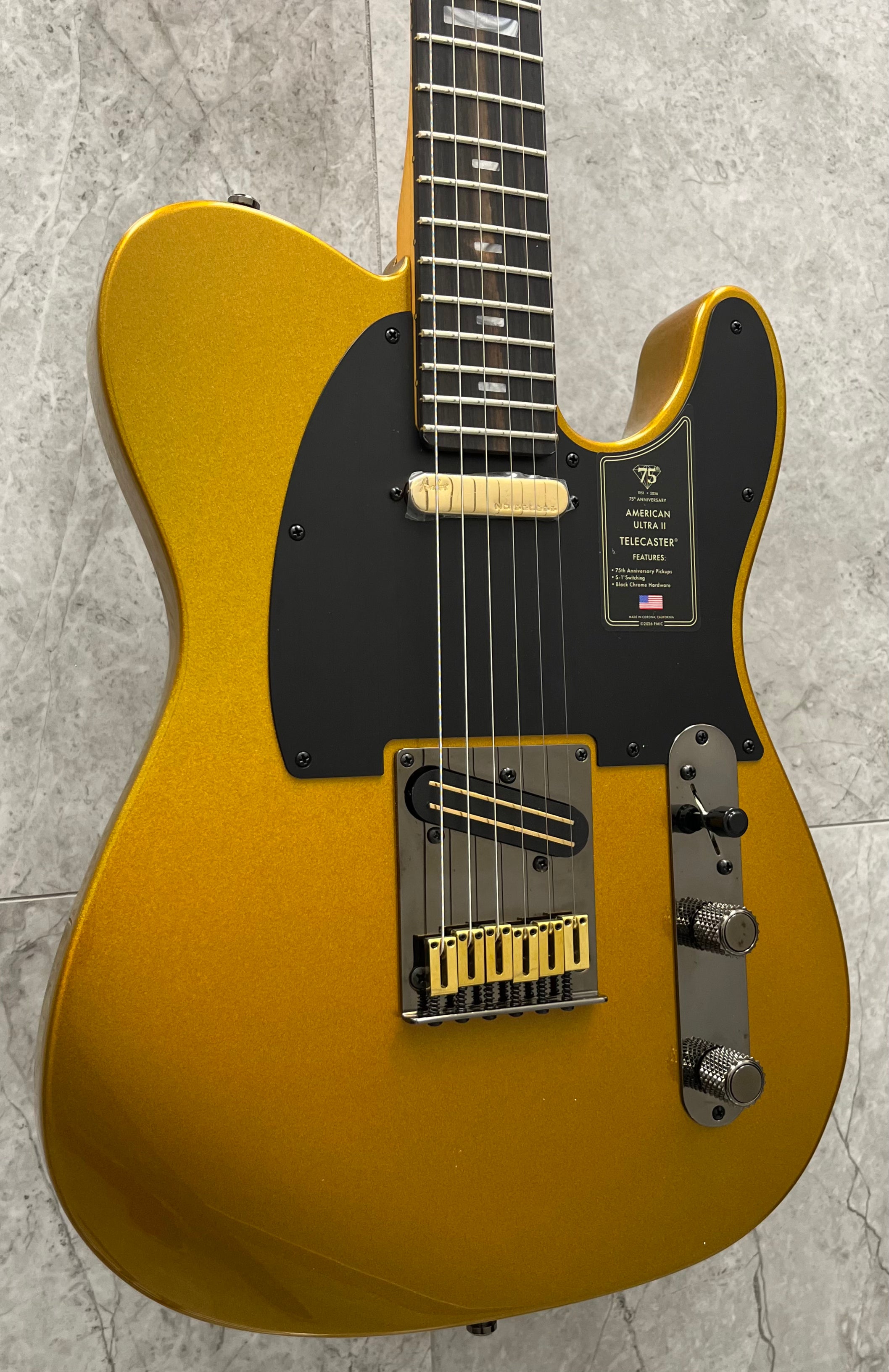 Fender 75th Anniversary American Ultra II Telecaster Ebony Fingerboard, Liquid Gold 0177011728