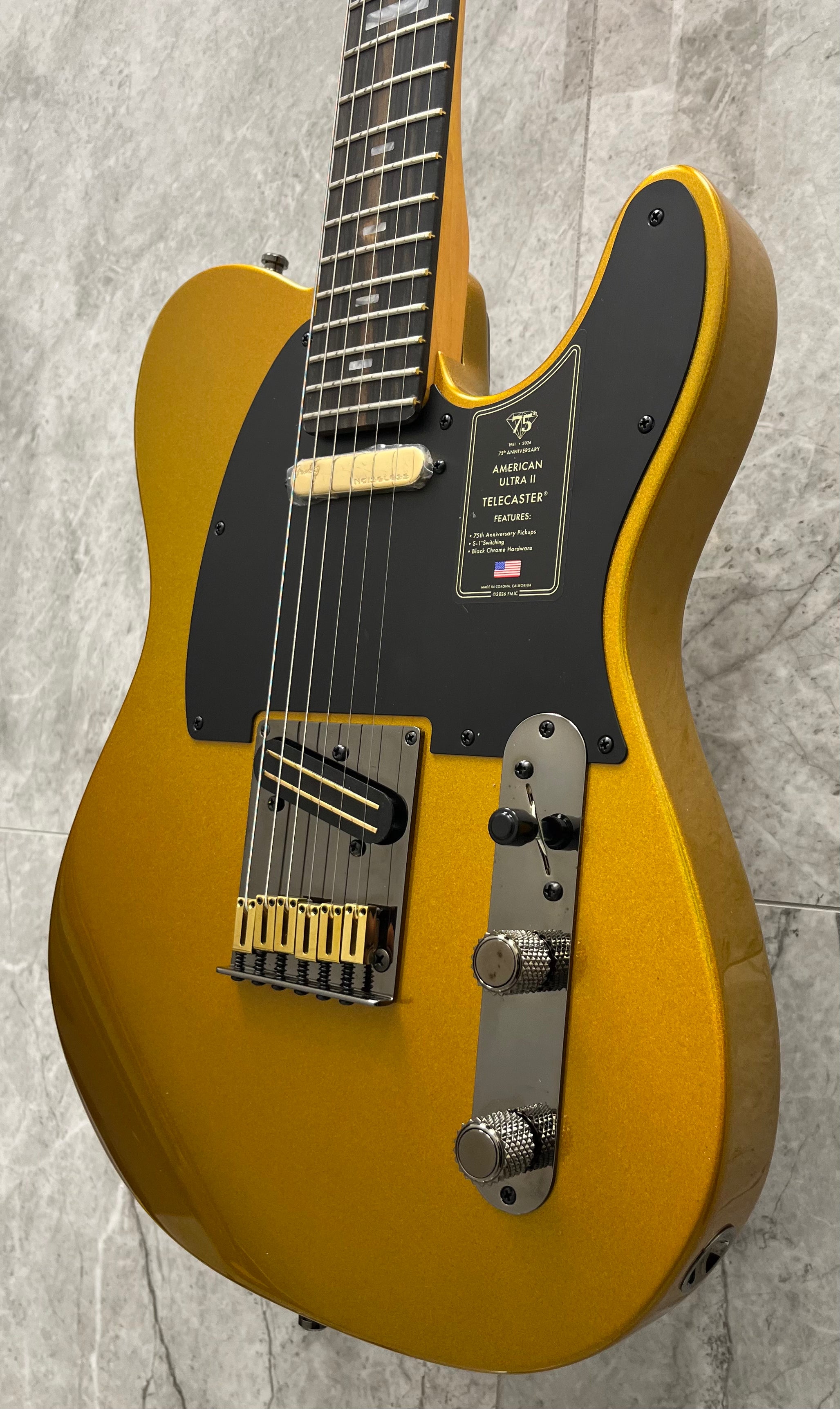 Fender 75th Anniversary American Ultra II Telecaster Ebony Fingerboard, Liquid Gold 0177011728
