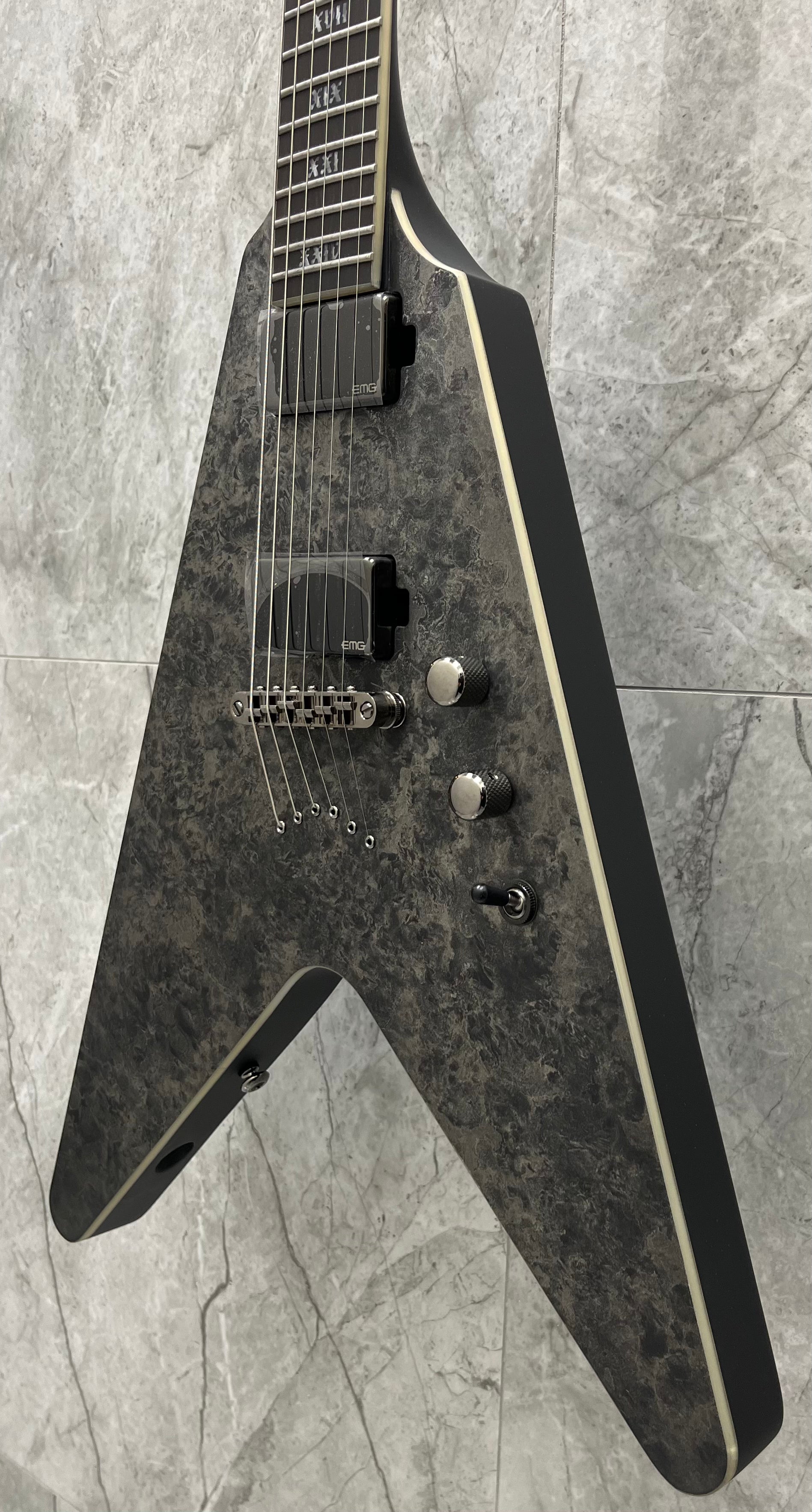 Schecter Juan of the Dead V-1 Electric Guitar, Black Reign 914-SHC SERIAL NUMBER W22120233 - 6.8 LBS