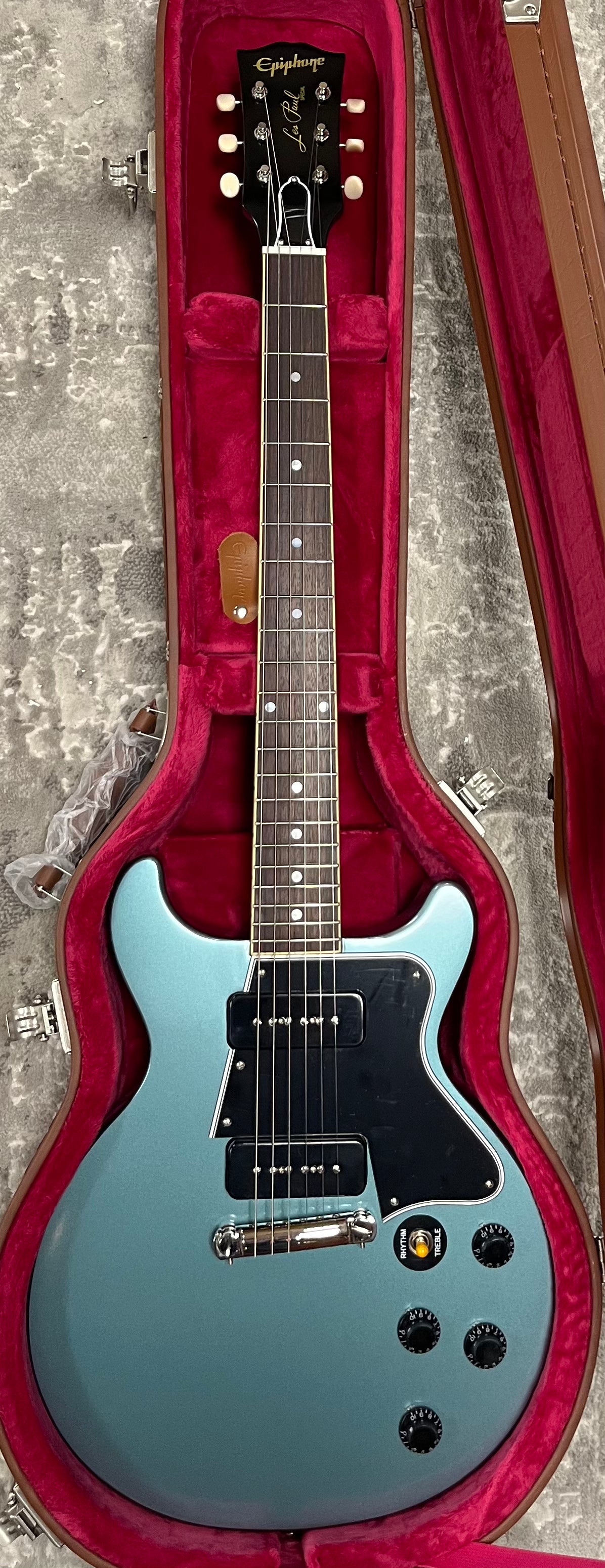 Epiphone Exclusive Inspired by Gibson 1960 Les Paul Special Double Cut Pelham Blue w/ HARDSHELL CASE ECLSR0PENH