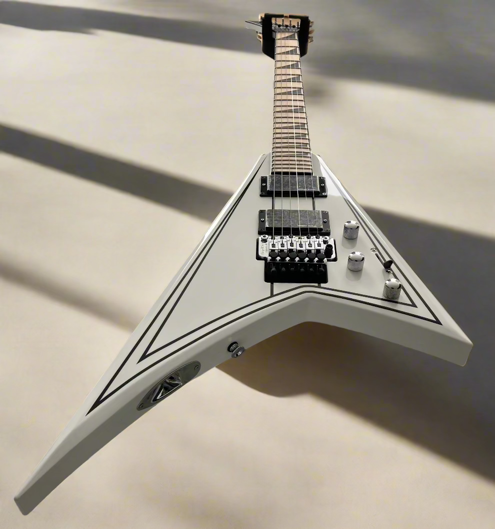 Jackson X Series Rhoads RRX24M Maple Fingerboard Snow White with Black Pinstripes SERIAL NUMBER ICJ2500548 - 7.6 LBS