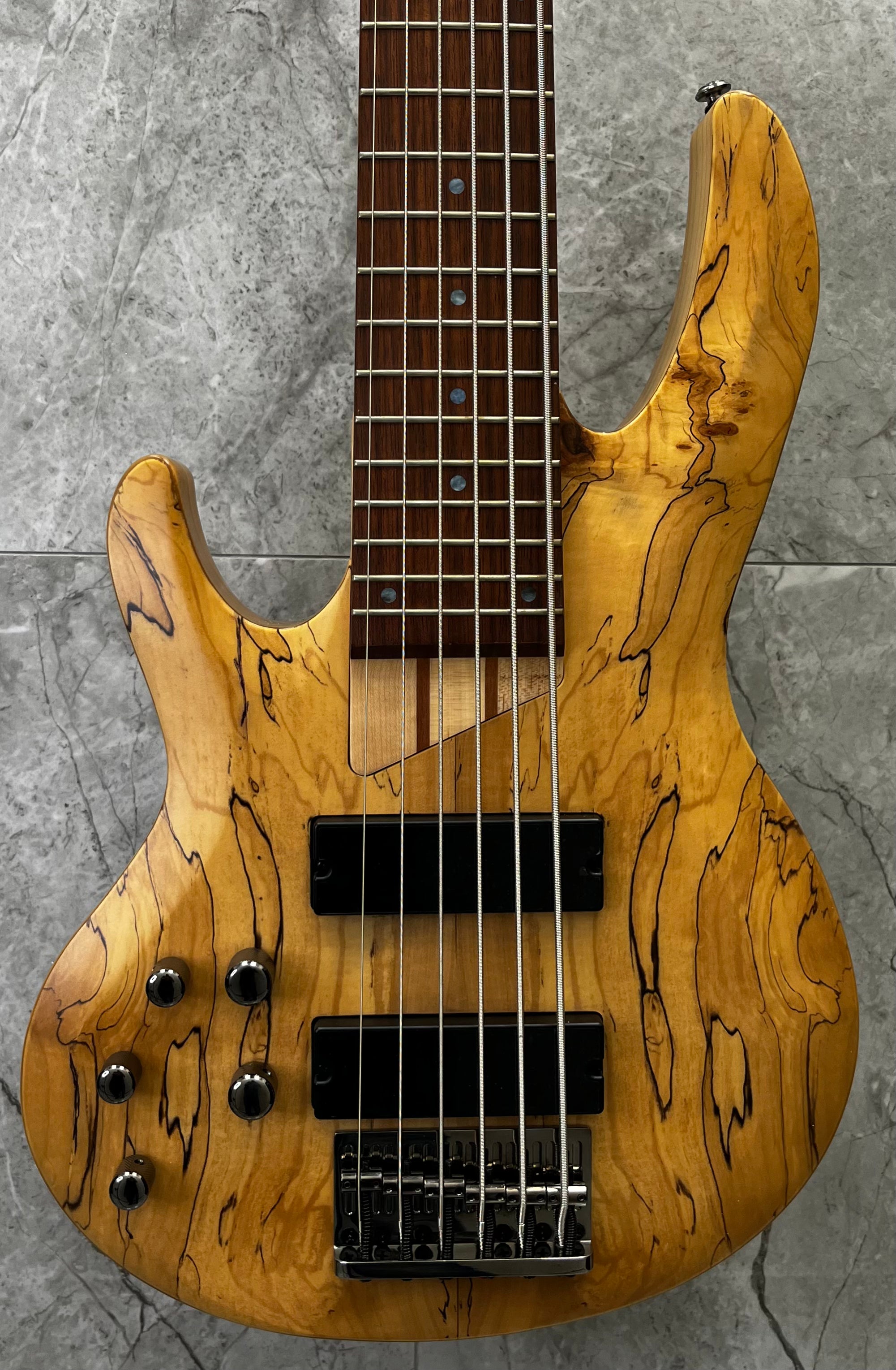 ESP LTD LEFTY B-206 SM Natural Satin 6 String Bass Guitar Left Handed LB206SMNSLH SMALL DING ON HEADSTOCK SERIAL NUMBER IM23090203 - 11 LBS 5 OZ