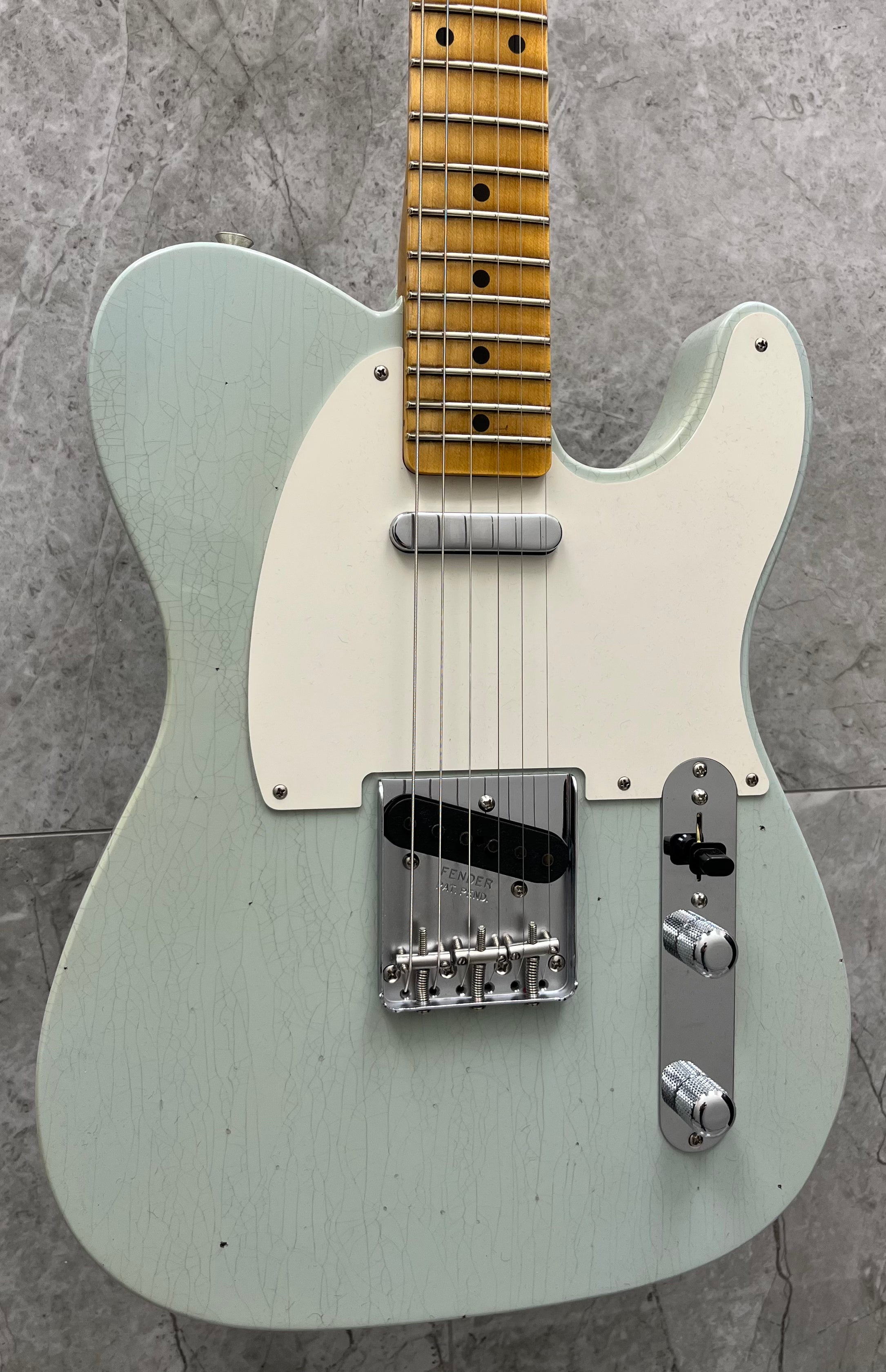 Fender USA Custom Shop 1955 Telecaster Journeyman Relic with Closet Classic Hardware, 1-Piece Quartersawn Maple Neck, Super Aged Sonic Blue 9235700023 SERIAL NUMBER CZ584952 - 7.0 LBS