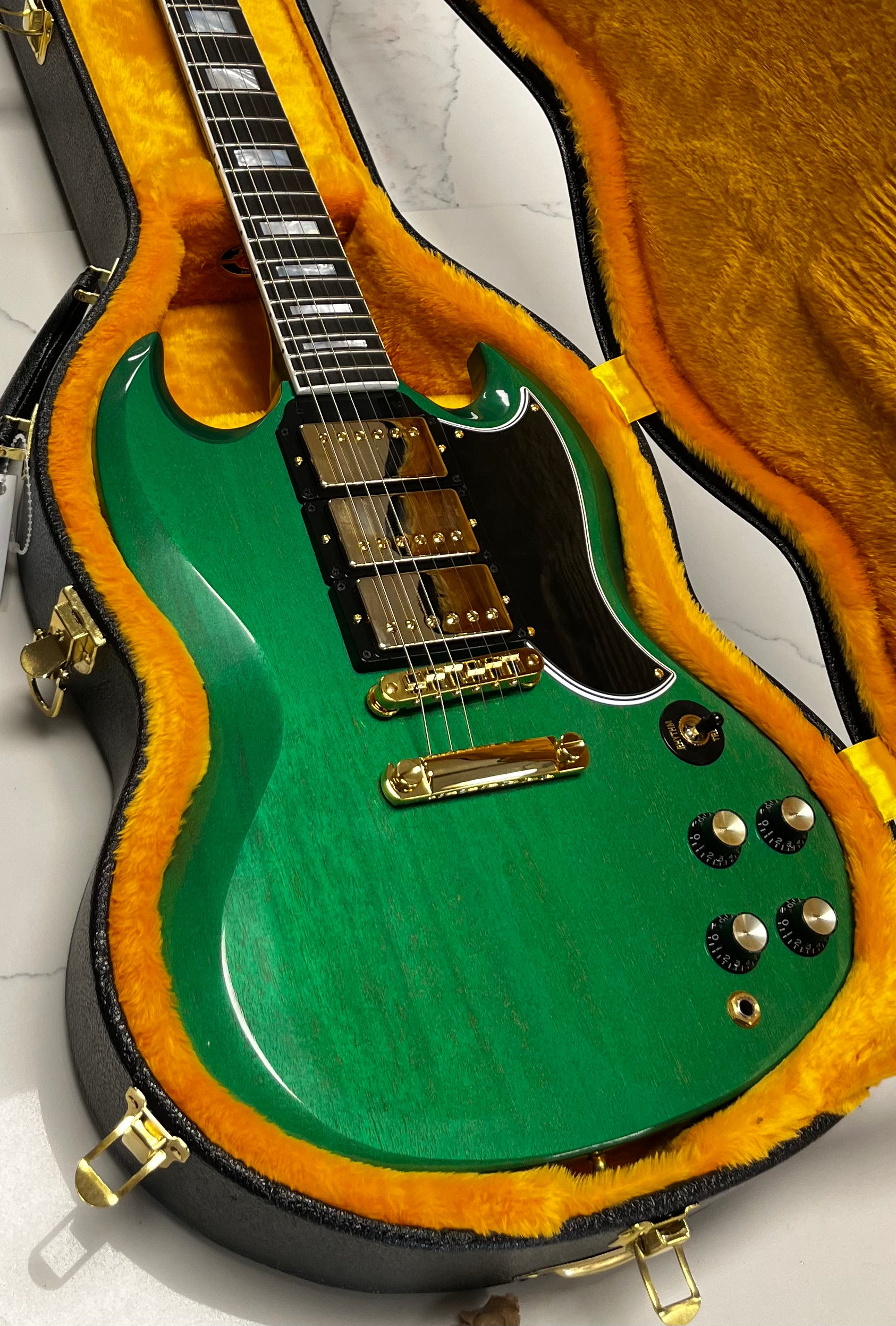 Gibson Custom Shop SG Custom 3-Pickup VOS Electric Guitar with Hardshell Case - TV Planet Green CUS24327 SERIAL NUMBER CS502819 - 7 LBS 6 OZ