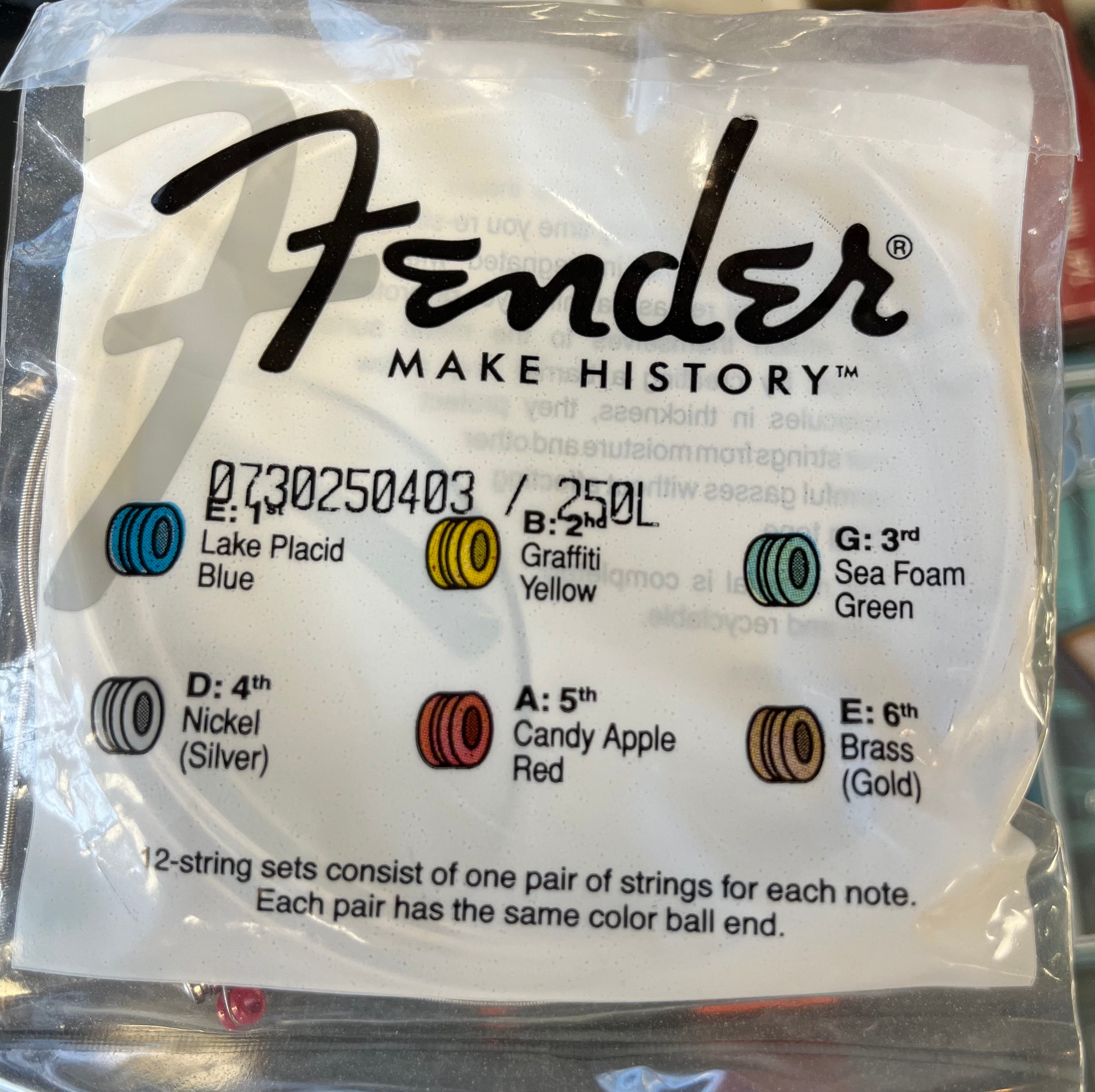 Fender 250L 6 String Electric Guitar Strings 9-42 Gauge 25 Bulk Pack