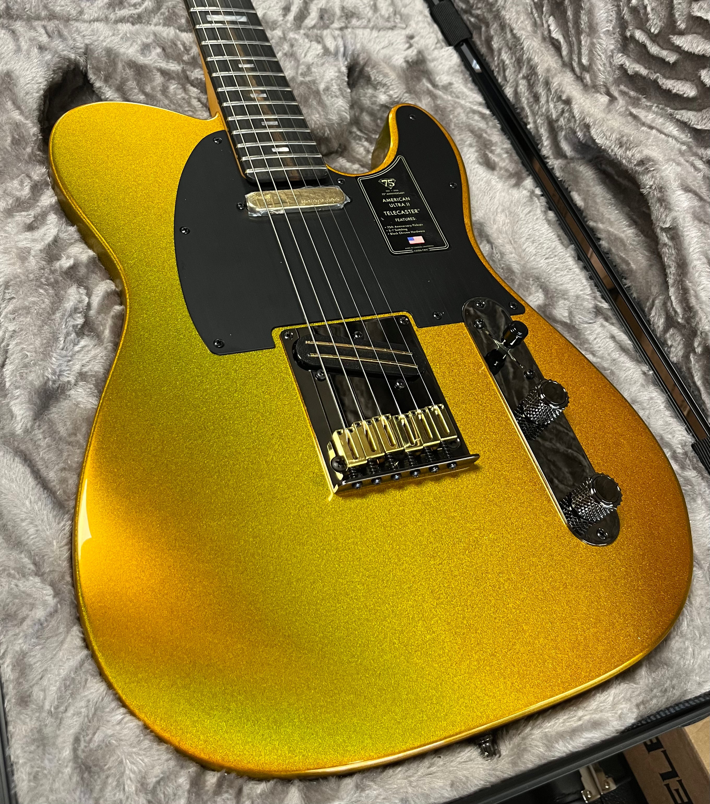 Fender 75th Anniversary American Ultra II Telecaster Ebony Fingerboard, Liquid Gold 0177011728