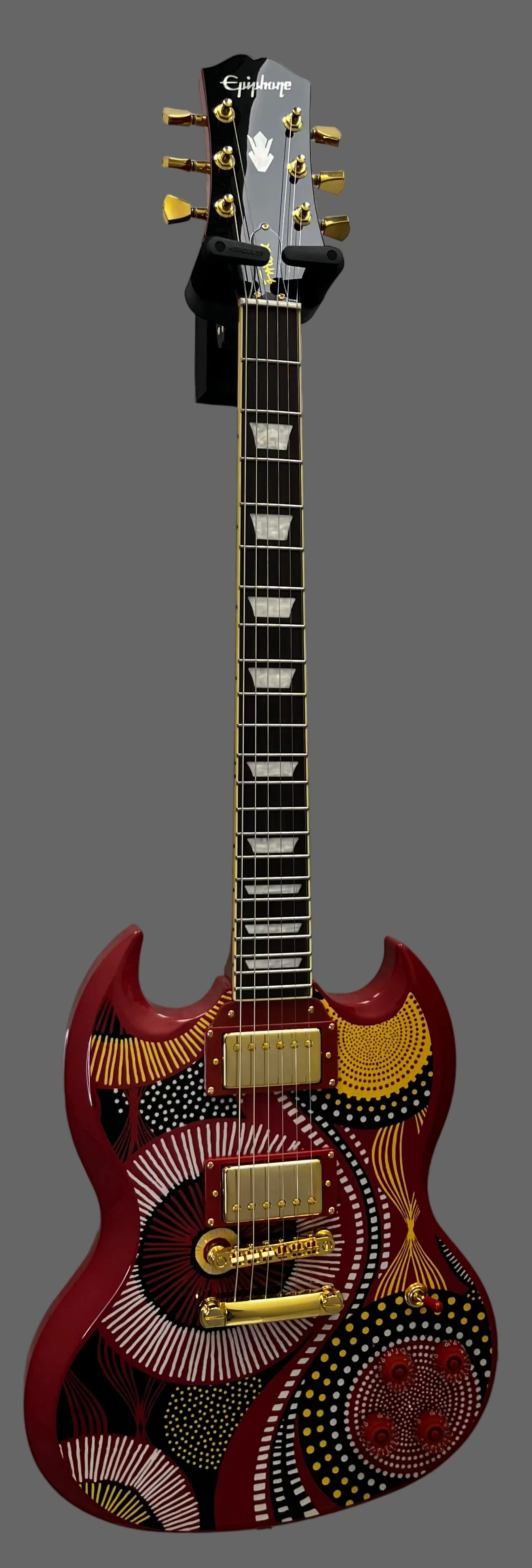 Epiphone Fatoumata Diawara Signature SG EIFDSGMGH W/ HARDSHELL CASE Ember Red with Malian Graphic SERIAL NUMBER 26041526094 - 6 LBS 12 OZ