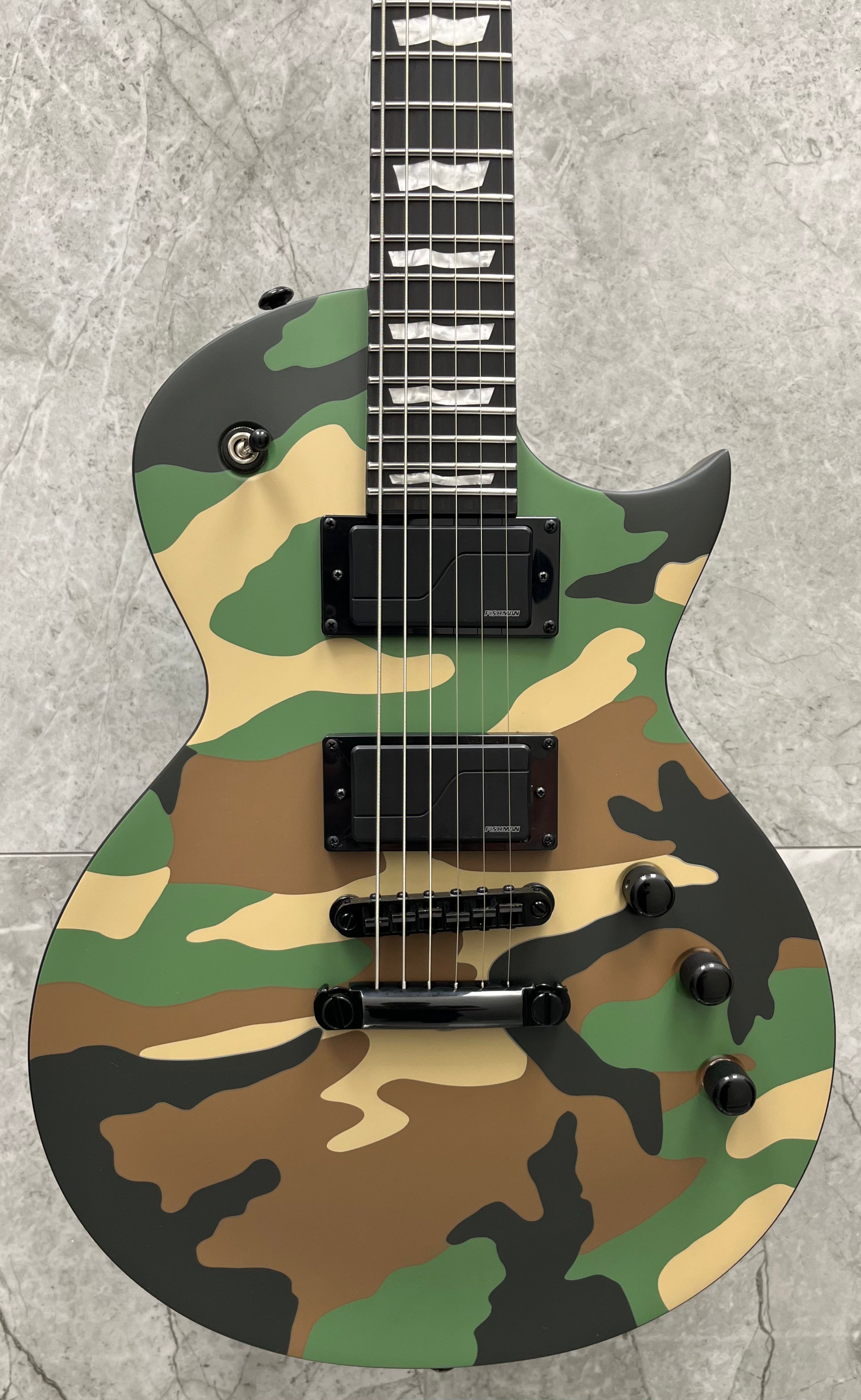 ESP LTD EC-1000 EC1000 FISHMAN PICKUPS AND STAINLESS STEEL FRETS Woodland Camo Satin LEC1000WCS PLAYER GRADE - SERIAL NUMBER W23103106 - 7 LBS 4 OZ