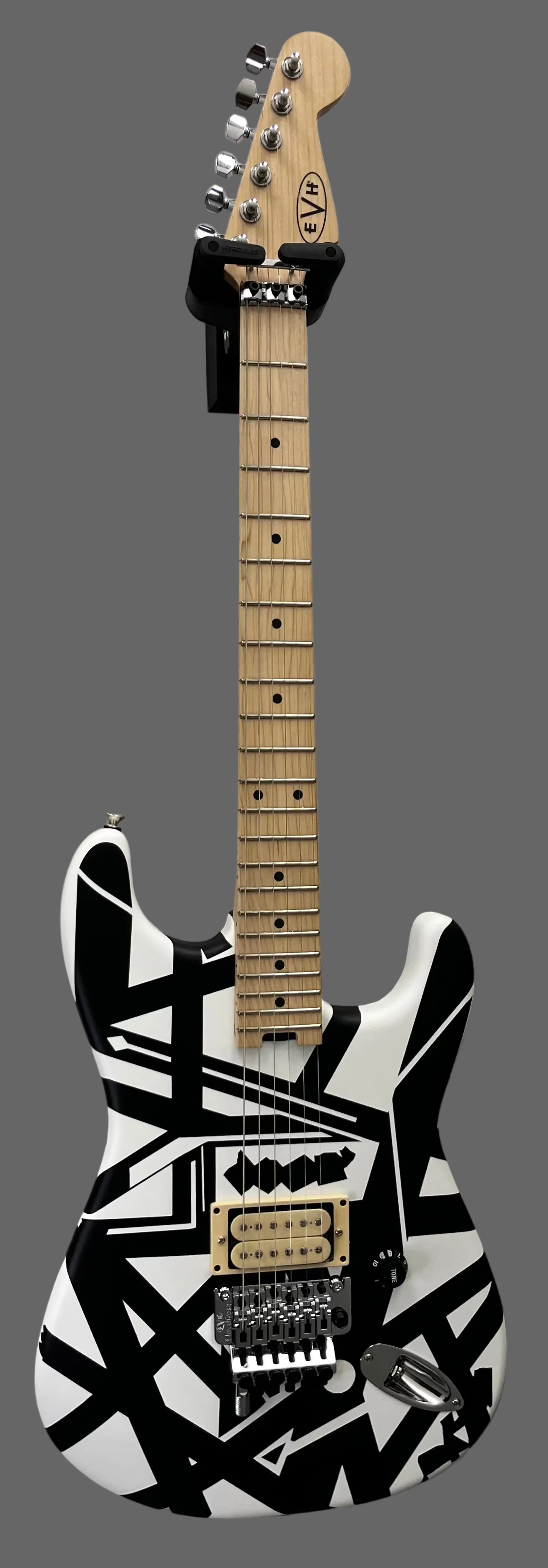 EVH Striped Series Shapes RUDE Maple Fingerboard, White and Black W/ GIG BAG 510-7902-381 SERIAL NUMBER EVH2601148 - 7 LBS 12 OZ