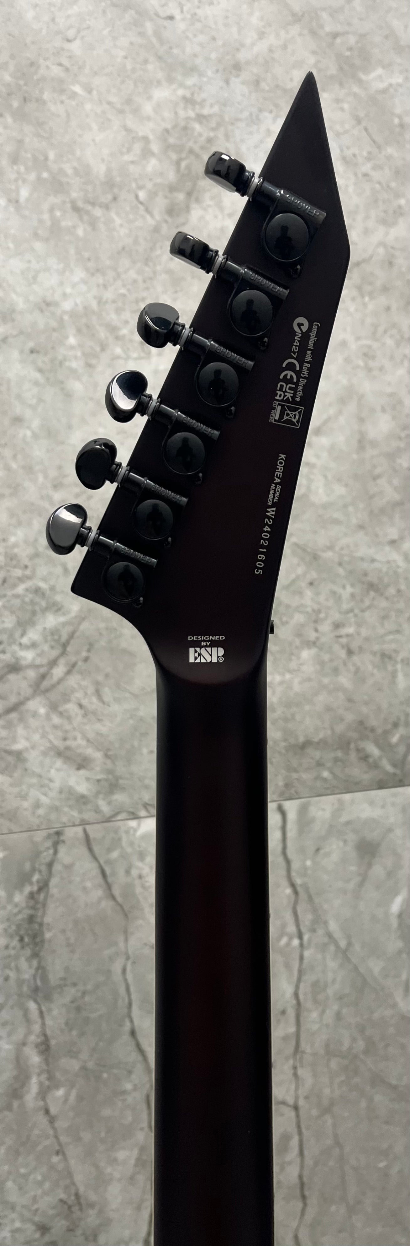 ESP LTD ARROW1000 Arrow-1000 LTD Deluxe V Shape 6 String Electric Guitar, Dark Brown Sunburst Satin LARROW1000QMDBSBS SERIAL NUMBER W24021605 - 7 LBS 4 OZ