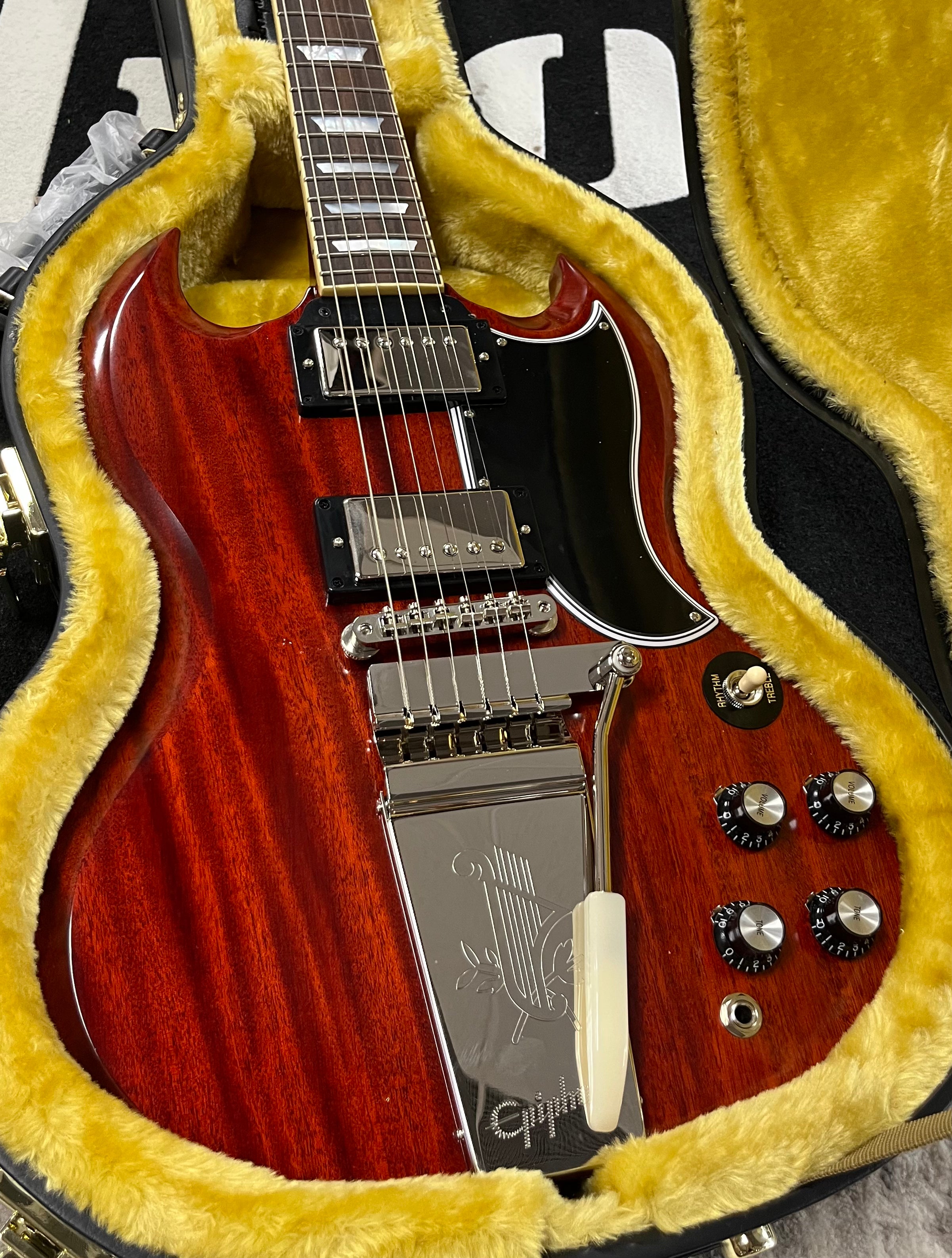 Epiphone 1964 SG Standard Reissue Electric Guitar with Maestro Vibrola - Cherry Red ECSGR4CHNH SERIAL NUMBER 24121524433 - 7.6 LBS