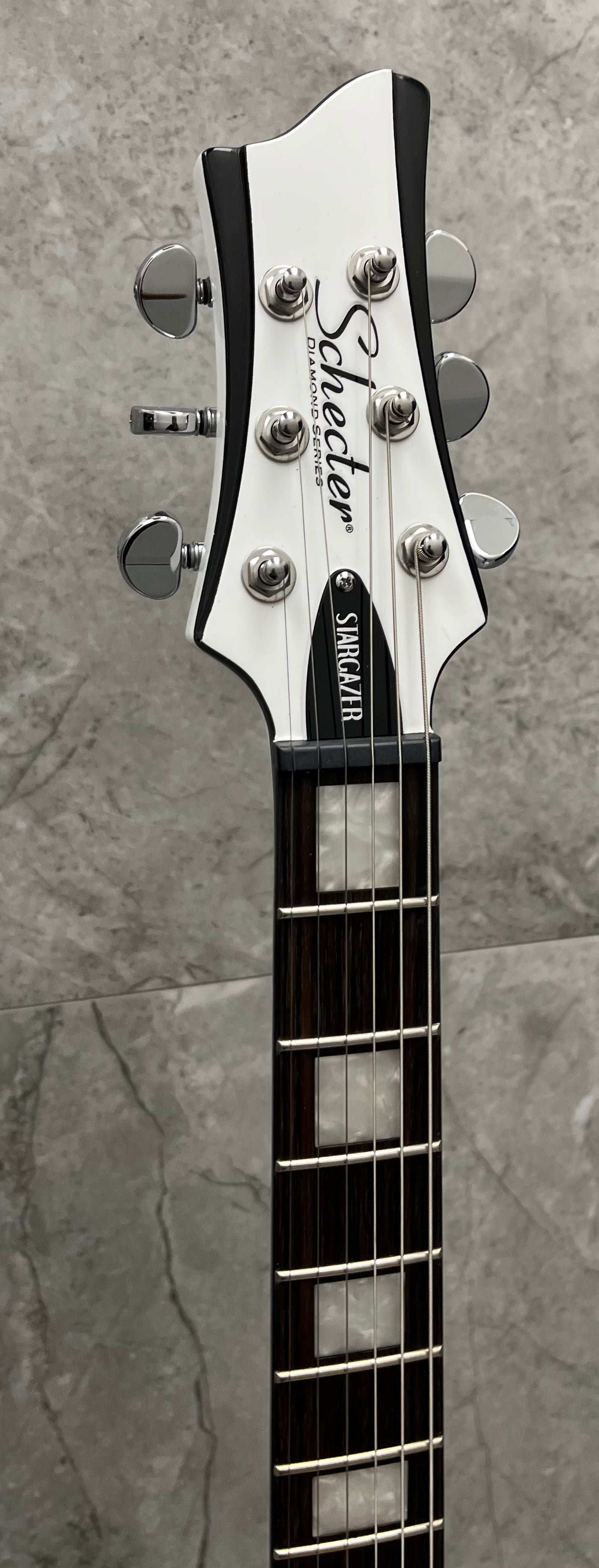 Schecter Stargazer-6 Left Handed Electric Guitar Gloss White 686-SHC SERIAL NUMBER IM25011787 - 8.0 LBS