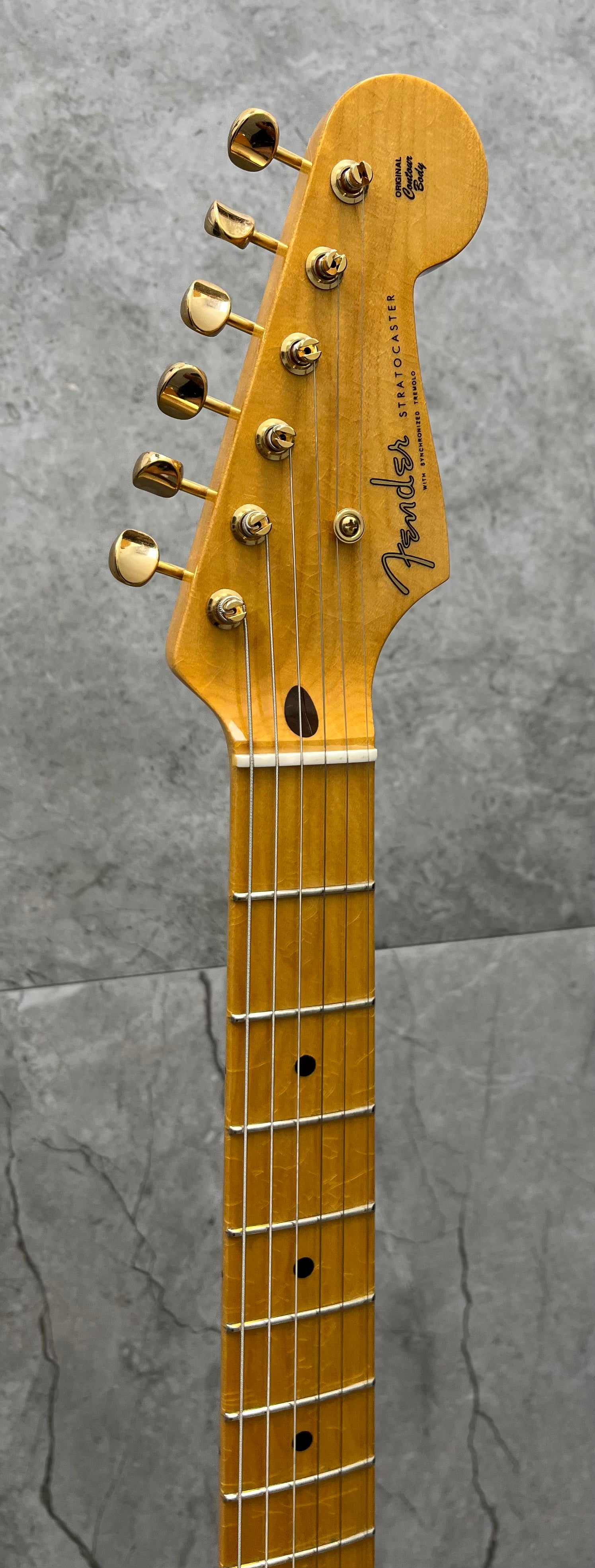 Fender Custom Shop 1955 Stratocaster DLX Closet Classic 1-Piece Maple Neck, Faded Aged Fiesta Red 9235700037 SERIAL NUMBER CZ585538 - 6 LBS 15 OZ