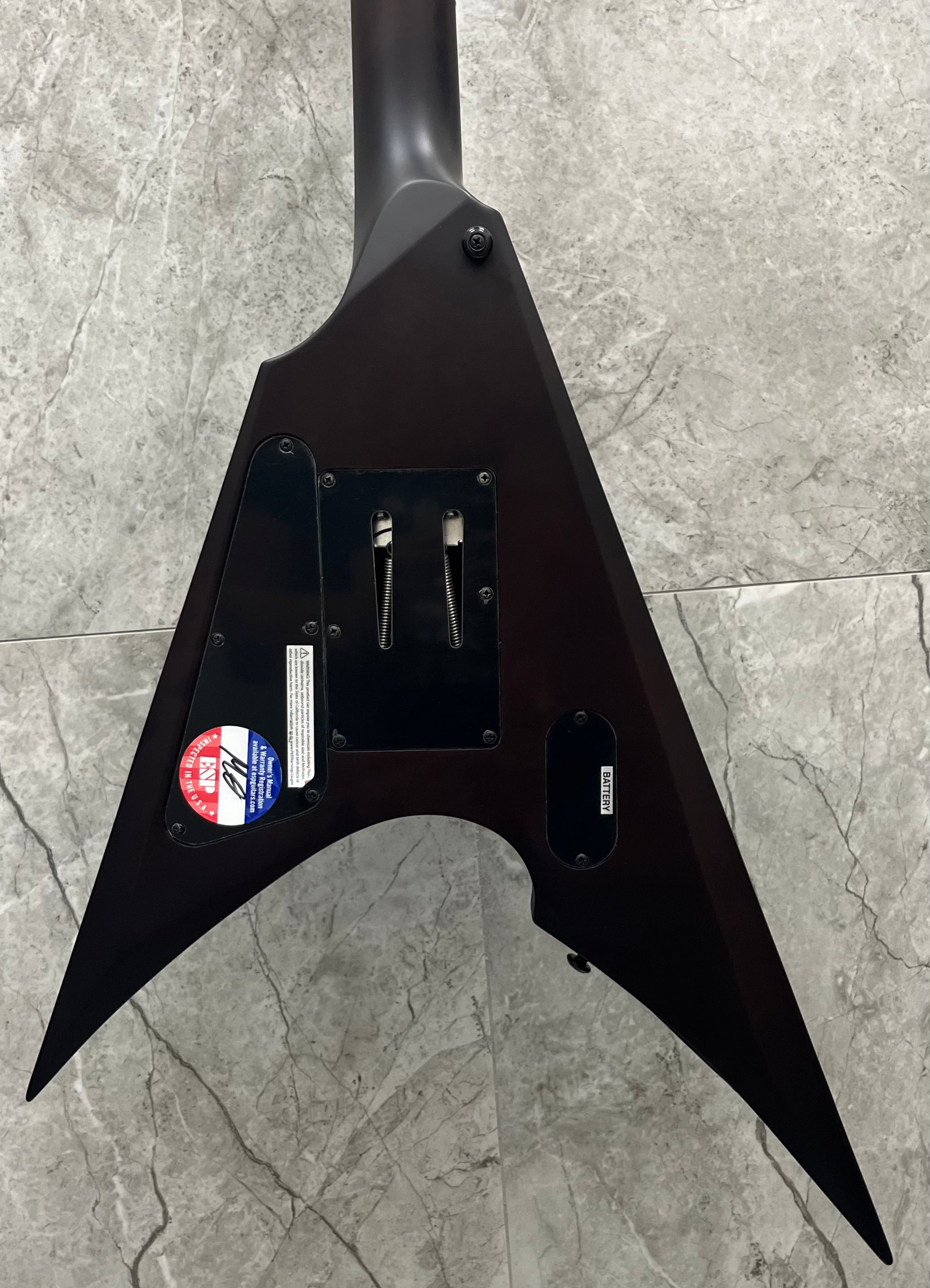 ESP LTD ARROW1000 Arrow-1000 LTD Deluxe V Shape 6 String Electric Guitar, Dark Brown Sunburst Satin LARROW1000QMDBSBS SERIAL NUMBER W24021605 - 7 LBS 4 OZ