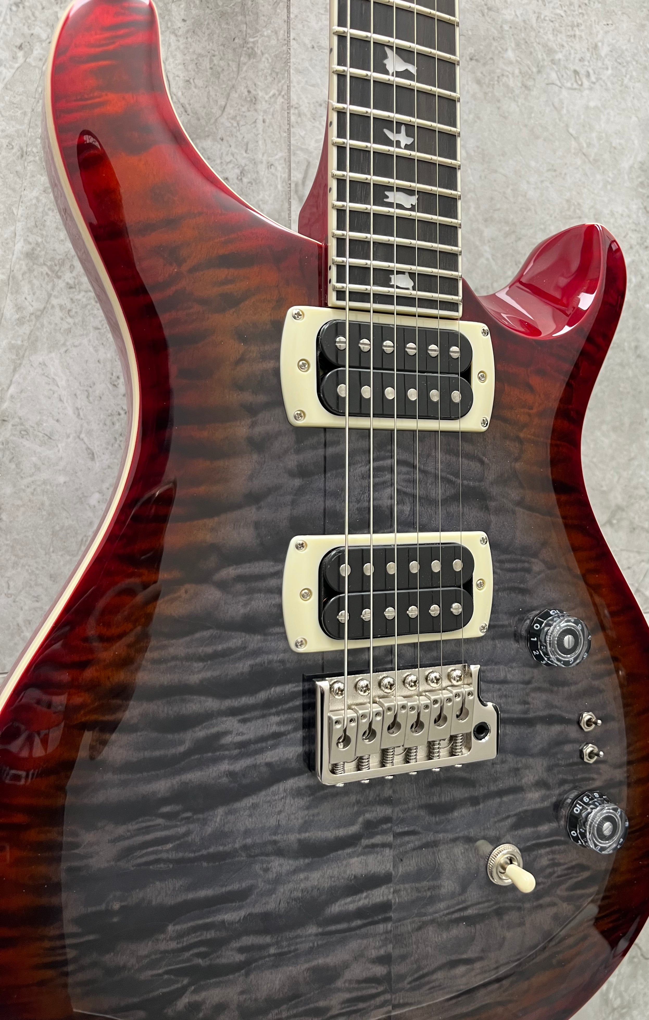 PRS Guitars SE Custom 24-08 Quilt Electric Guitar with Gig Bag - Charcoal Cherry Burst 115995::CG SERIAL NUMBER CTIH066547 - 7 LBS 10 OZ