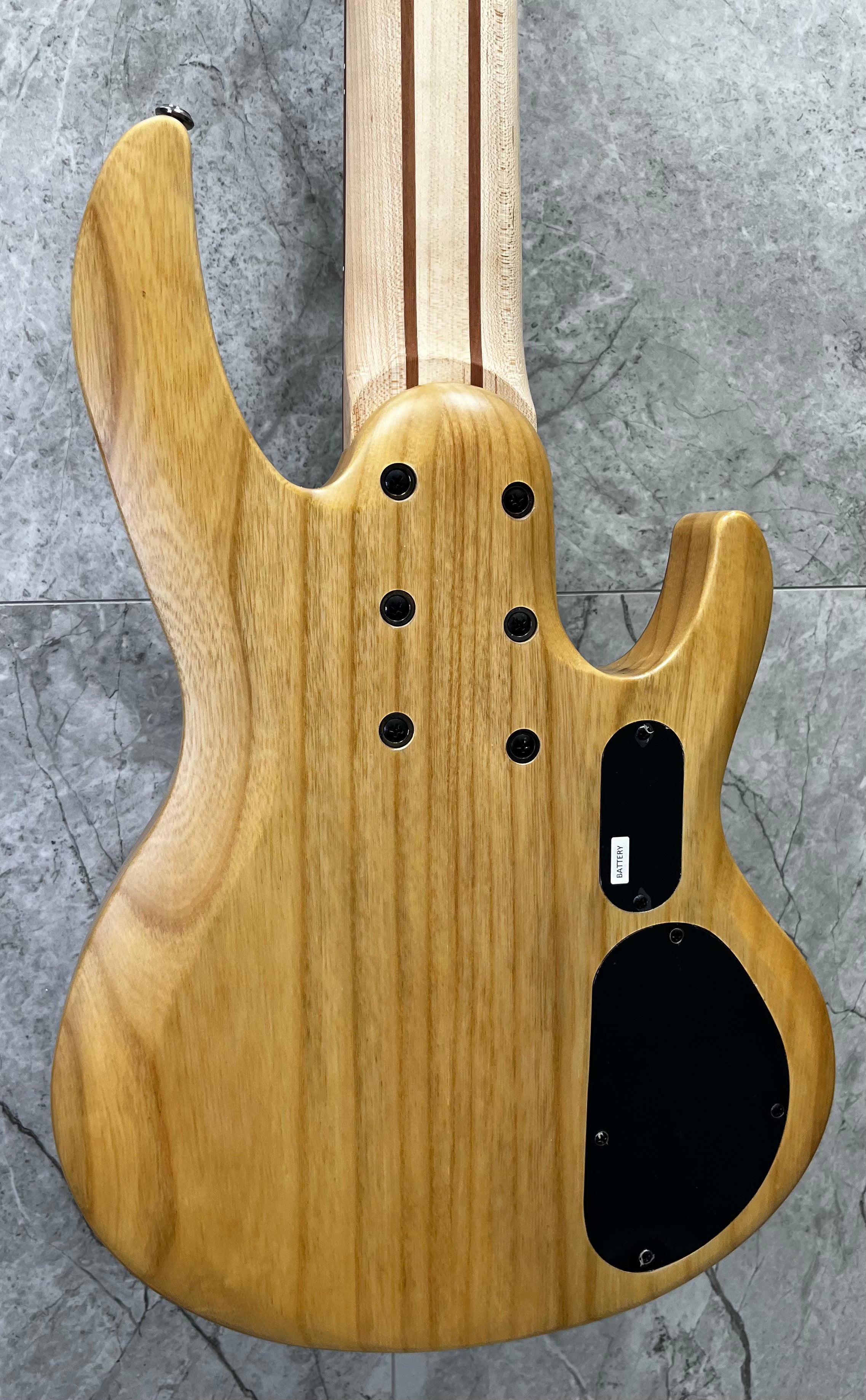ESP LTD LEFTY B-206 SM Natural Satin 6 String Bass Guitar Left Handed LB206SMNSLH SMALL DING ON HEADSTOCK SERIAL NUMBER IM23090203 - 11 LBS 5 OZ