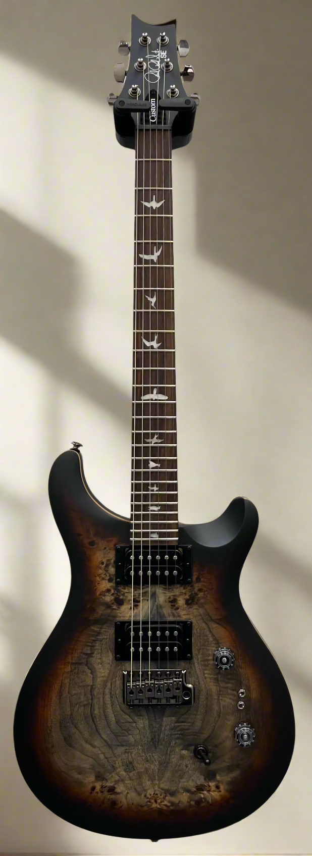 PRS SE Limited Edition Exotic Custom 24-08 Poplar Burl Charcoal Cherry Midnight Burst 114981::CJ: SERIAL NUMBER CTIG097014 - 7.4 LBS