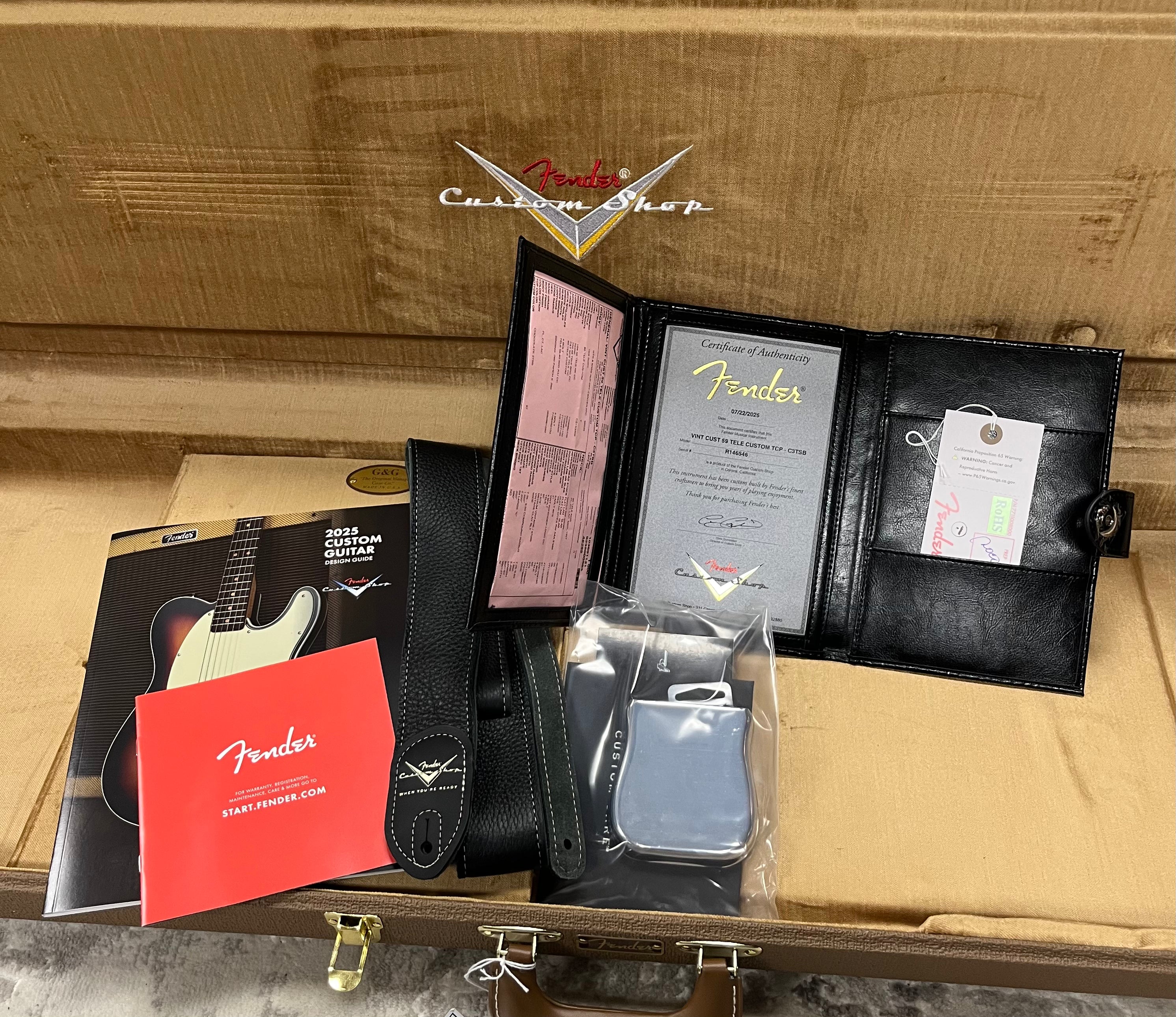 FENDER CUSTOM SHOP Vintage Custom 1959 Telecaster Custom NOS, Rosewood Fingerboard, Chocolate 3-Color Sunburst 9235000564 SERIAL NUMBER R146546 - 7.4 LBS