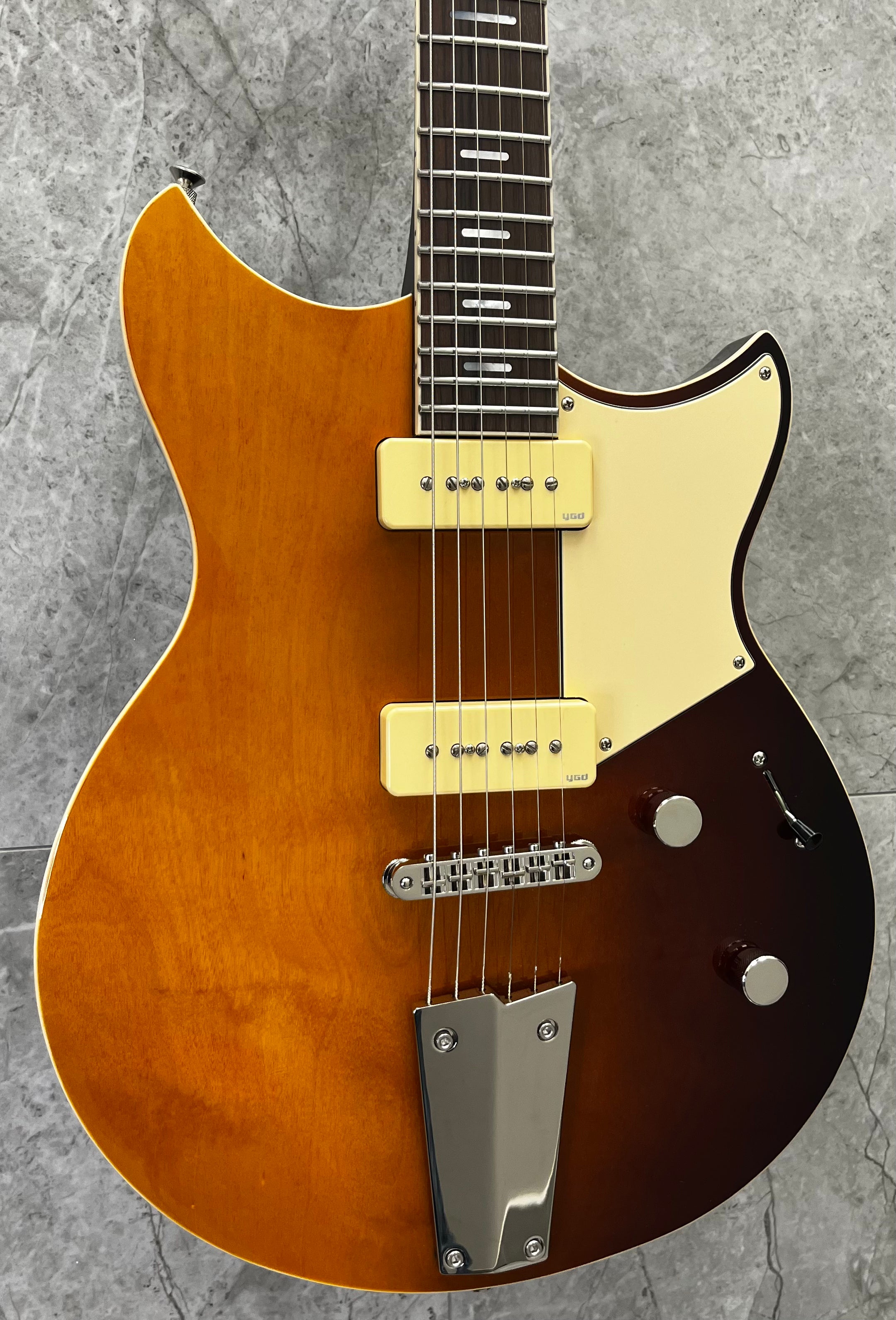YAMAHA REVSTAR STANDARD ELECTRIC GUITAR RSS02T P90 SUNSET BURST RSS02T SSB SERIAL NUMBER IML063147 - 8LBS 6 OZ