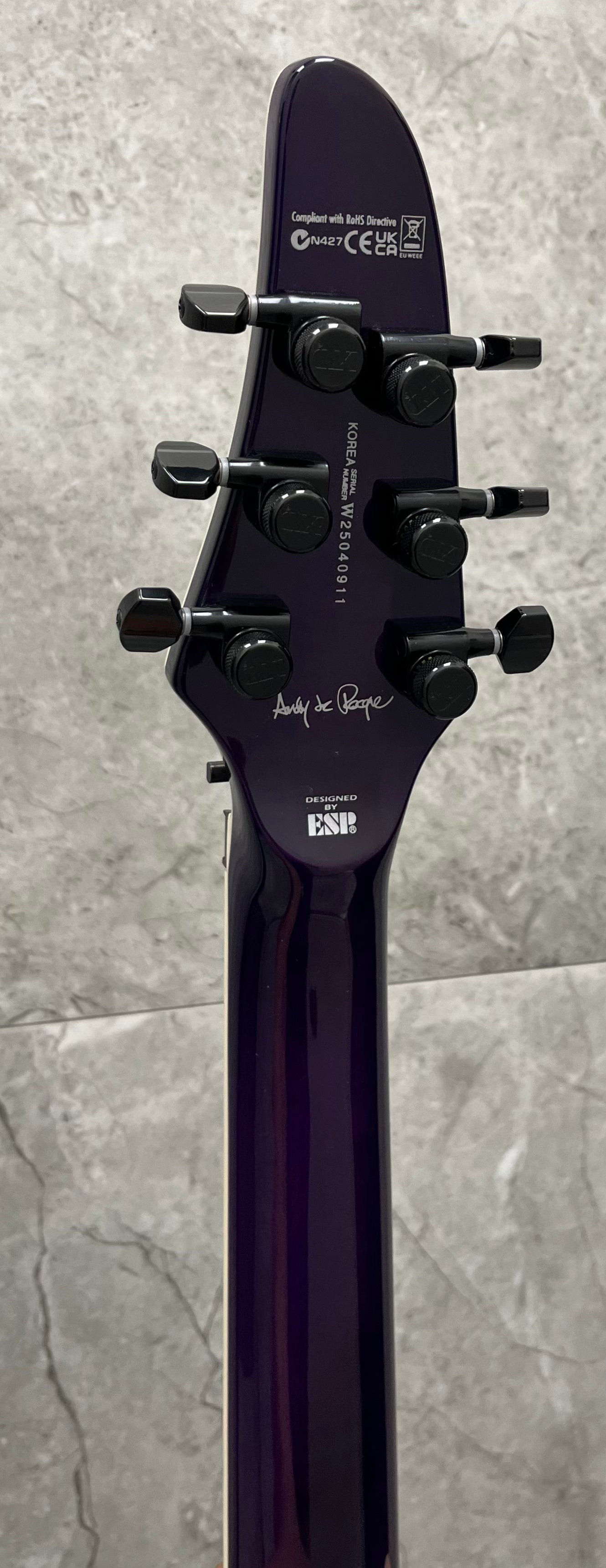 ESP LTD Andy LaRocque ALR-II Signature Electric Guitar - See thru Purple LALRIIQMSTP SERIAL NUMBER W25040911 - 8.4 LBS