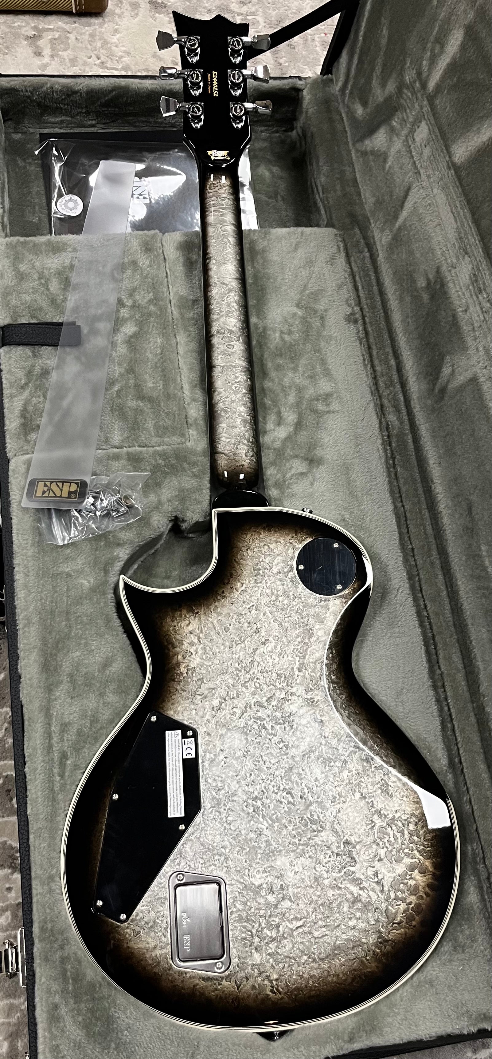 ESP ORIGINAL SERIES ECLIPSE CUSTOM SILVER LIQUID METAL BURST EECCTMSLMB SERIAL NUMBER E2440252 - 8 LBS 12 OZ
