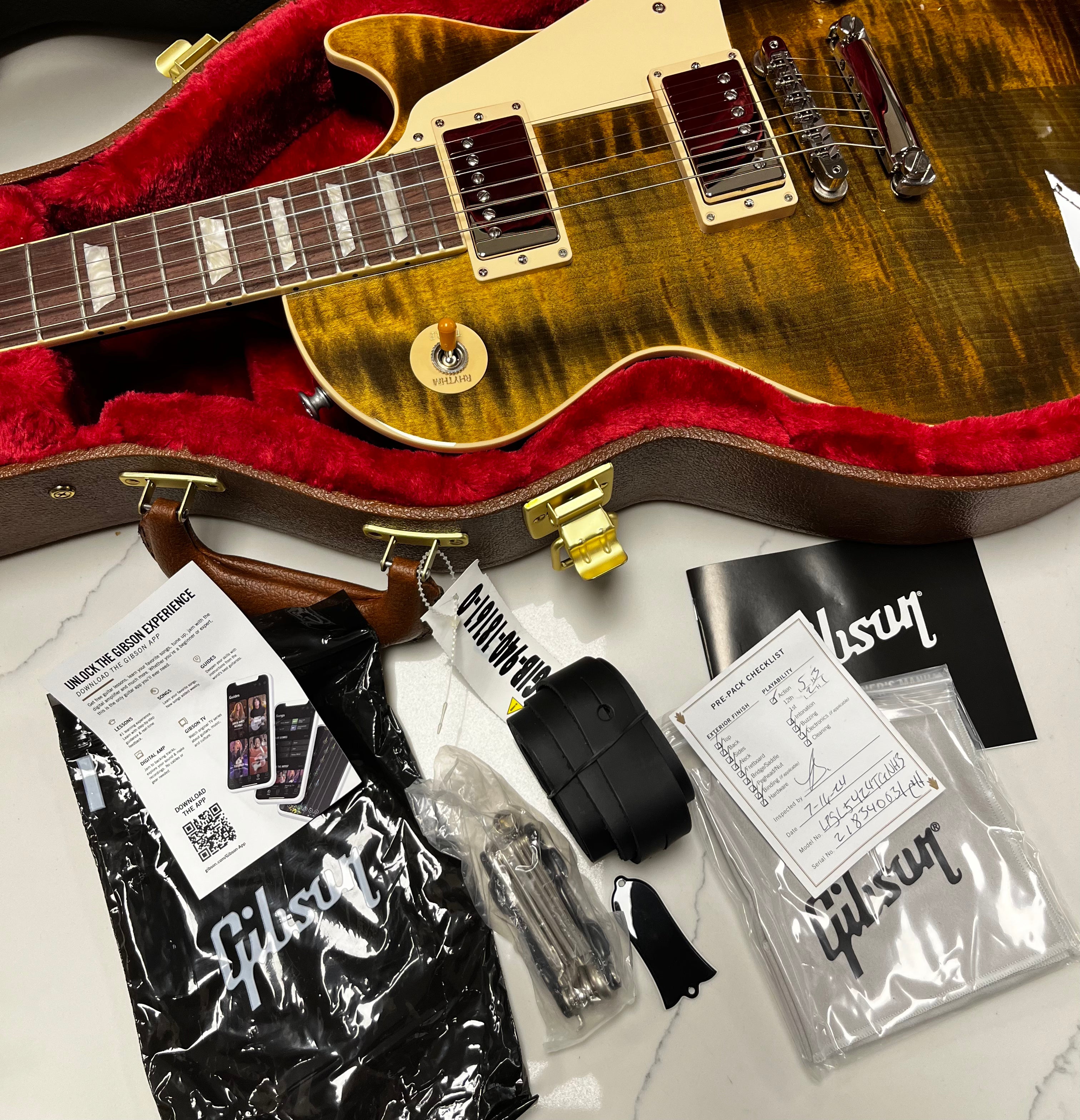 Gibson Limited Edition Les Paul Standard Lite AAA FLAME Electric Guitar with Hardshell Case - Yellow Tiger LPSL5Y24TGNH SERIAL NUMBER 218340031 - 7 LBS 7 OZ