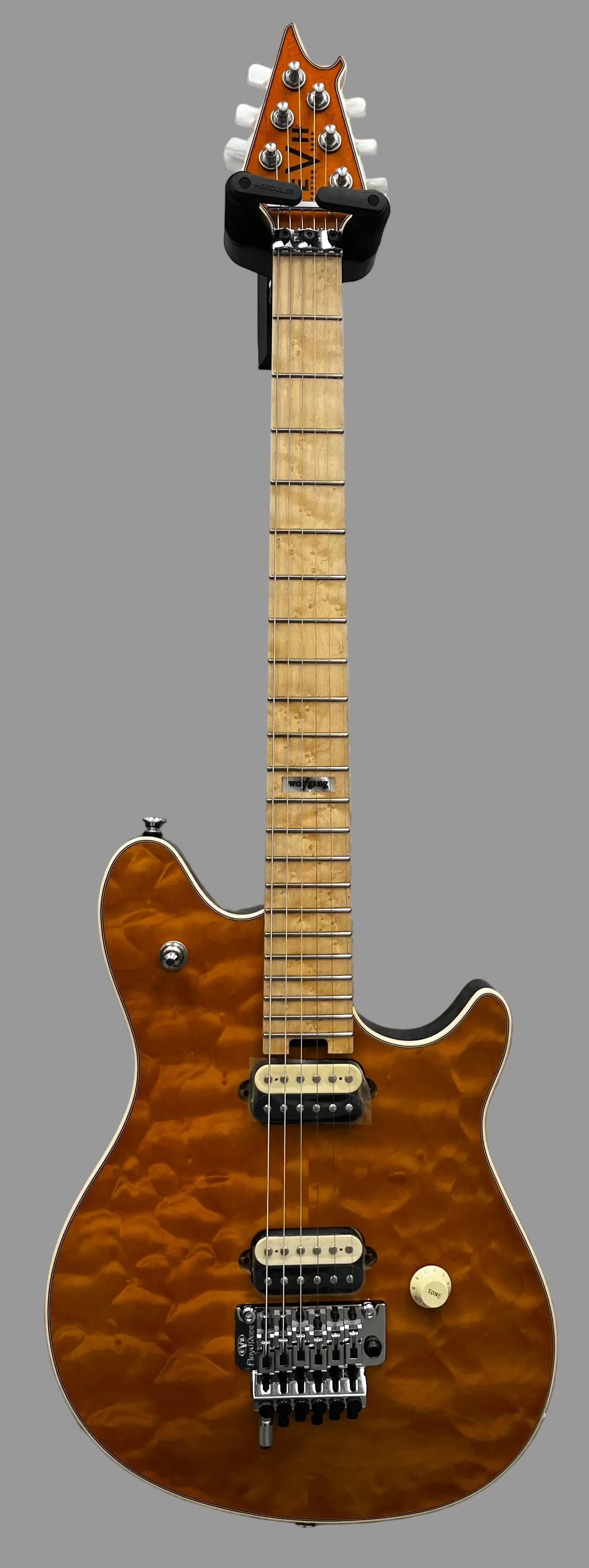 EVH USA CUSTOM SHOP WOLFGANG QUILT TOP TRANS AMBER 5101025090 SERIAL NUMBER WG17679A - 7 LBS 6 OZ