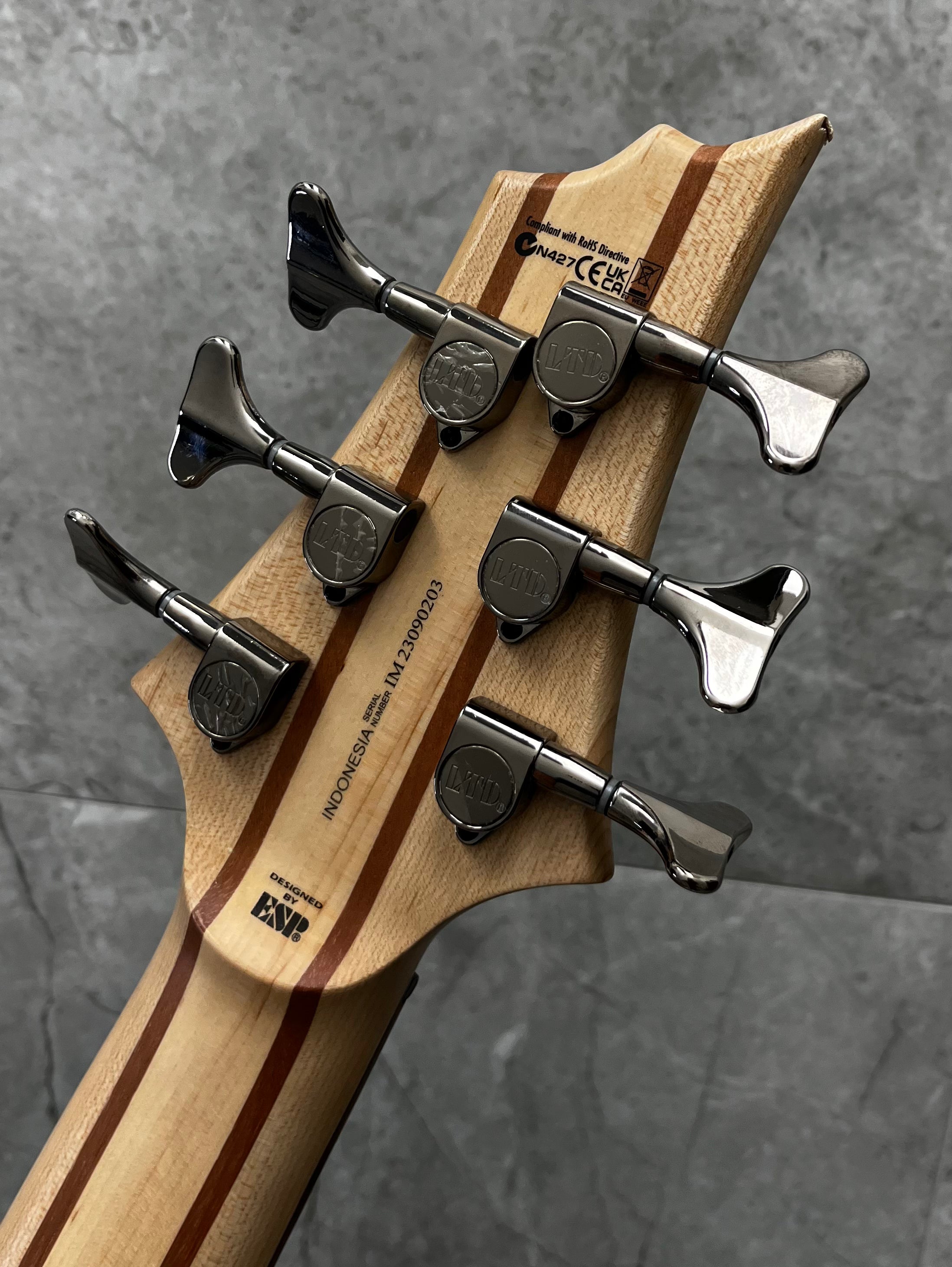 ESP LTD LEFTY B-206 SM Natural Satin 6 String Bass Guitar Left Handed LB206SMNSLH SMALL DING ON HEADSTOCK SERIAL NUMBER IM23090203 - 11 LBS 5 OZ