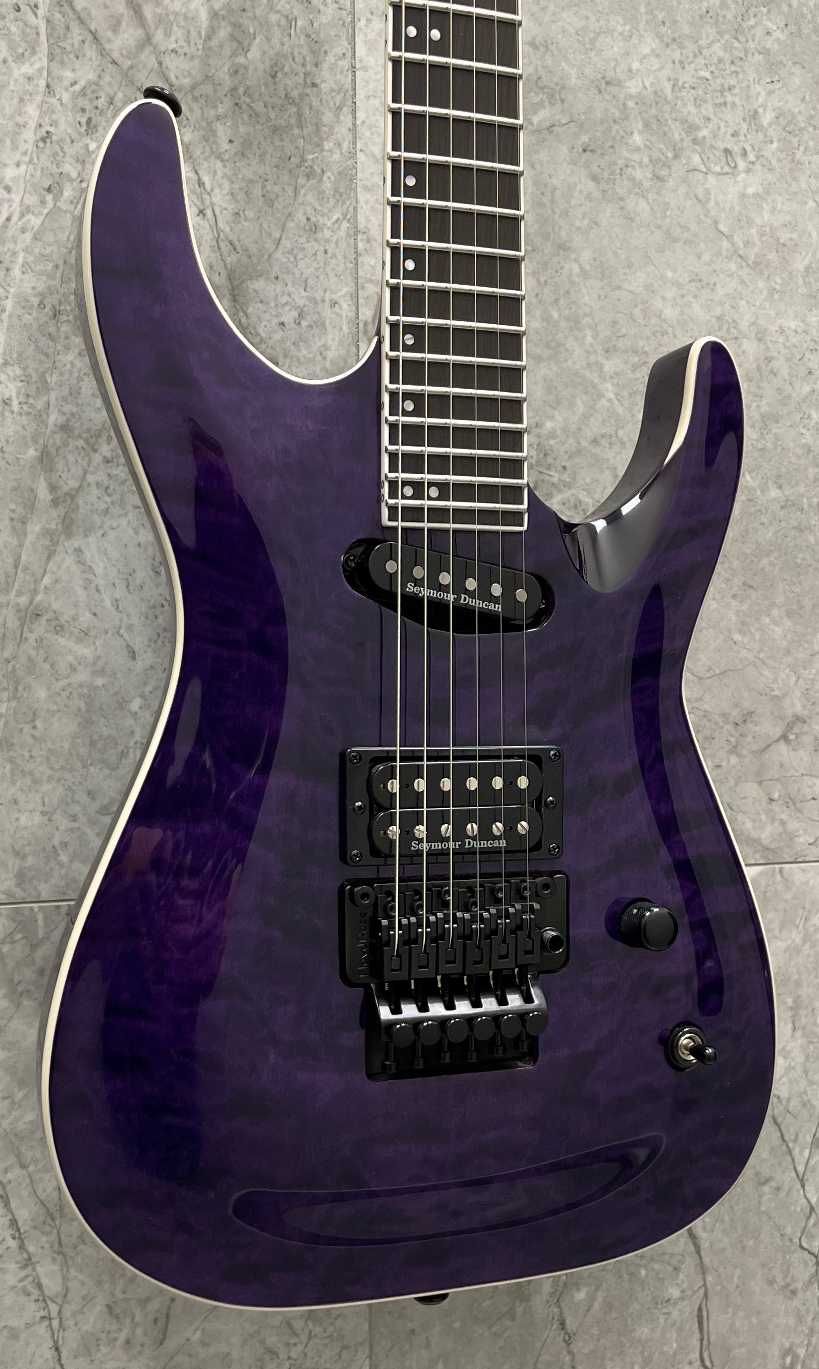 ESP LTD Andy LaRocque ALR-II Signature Electric Guitar - See thru Purple LALRIIQMSTP SERIAL NUMBER W25040911 - 8.4 LBS