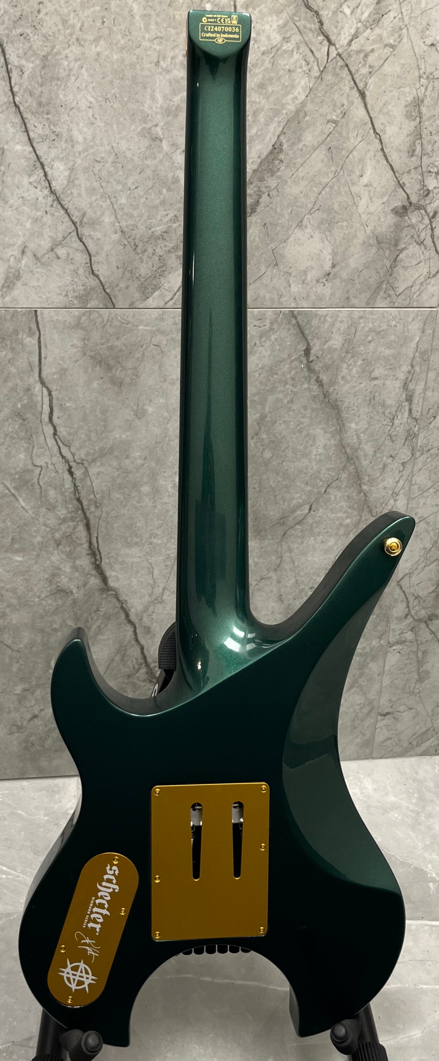 SCHECTER SYNYSTER GATES CUSTOM-7 TR HEADLESS 7 STRING OAK GREEN METALLIC 2111-SHC