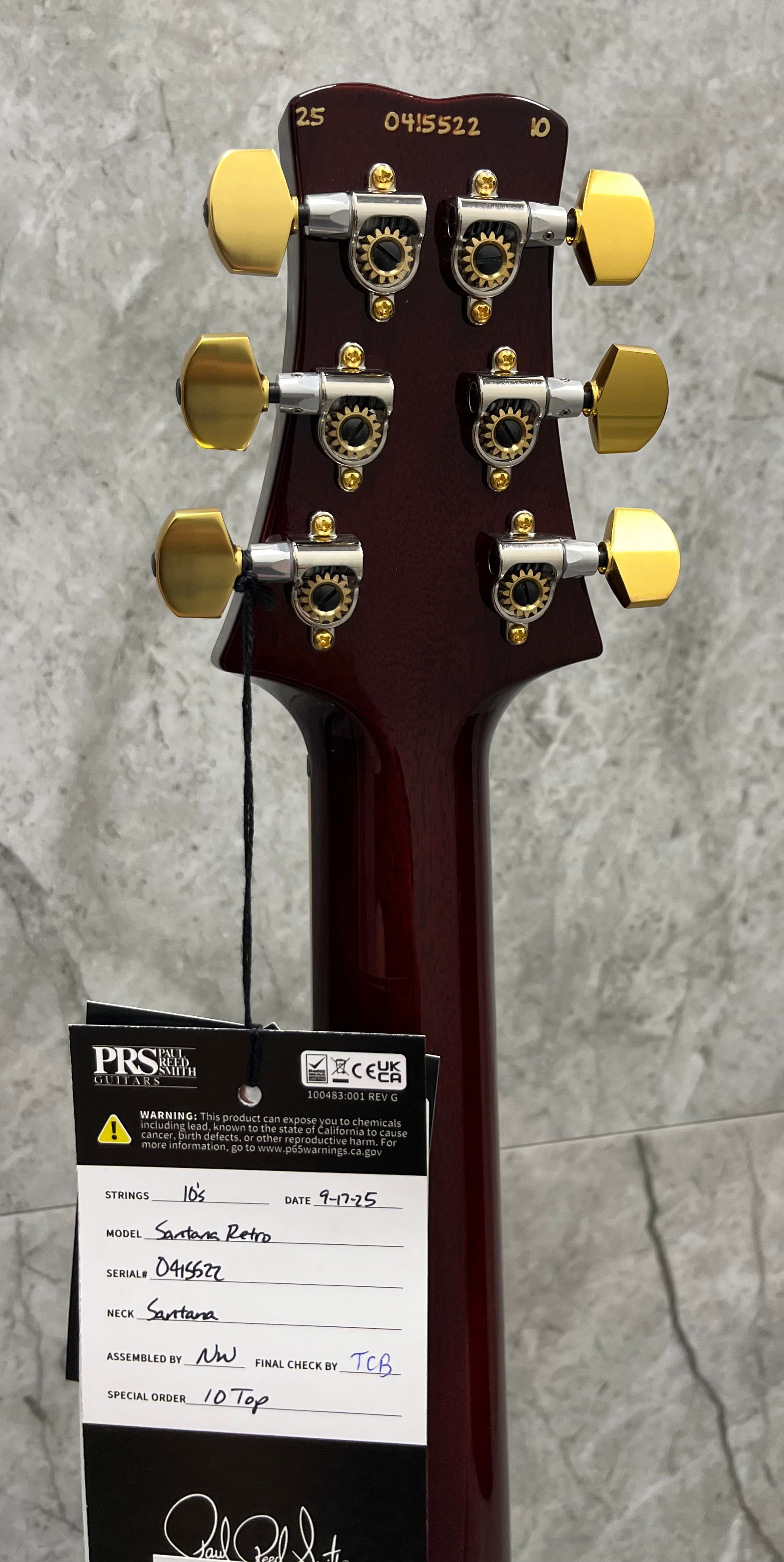 PRS USA SANTANA RETRO 10 TOP DARK CHERRY SUNBURST - HAND PICKED 0415522 W/ Hardshell SERIAL NUMBER 250415522 - 8.0 LBS