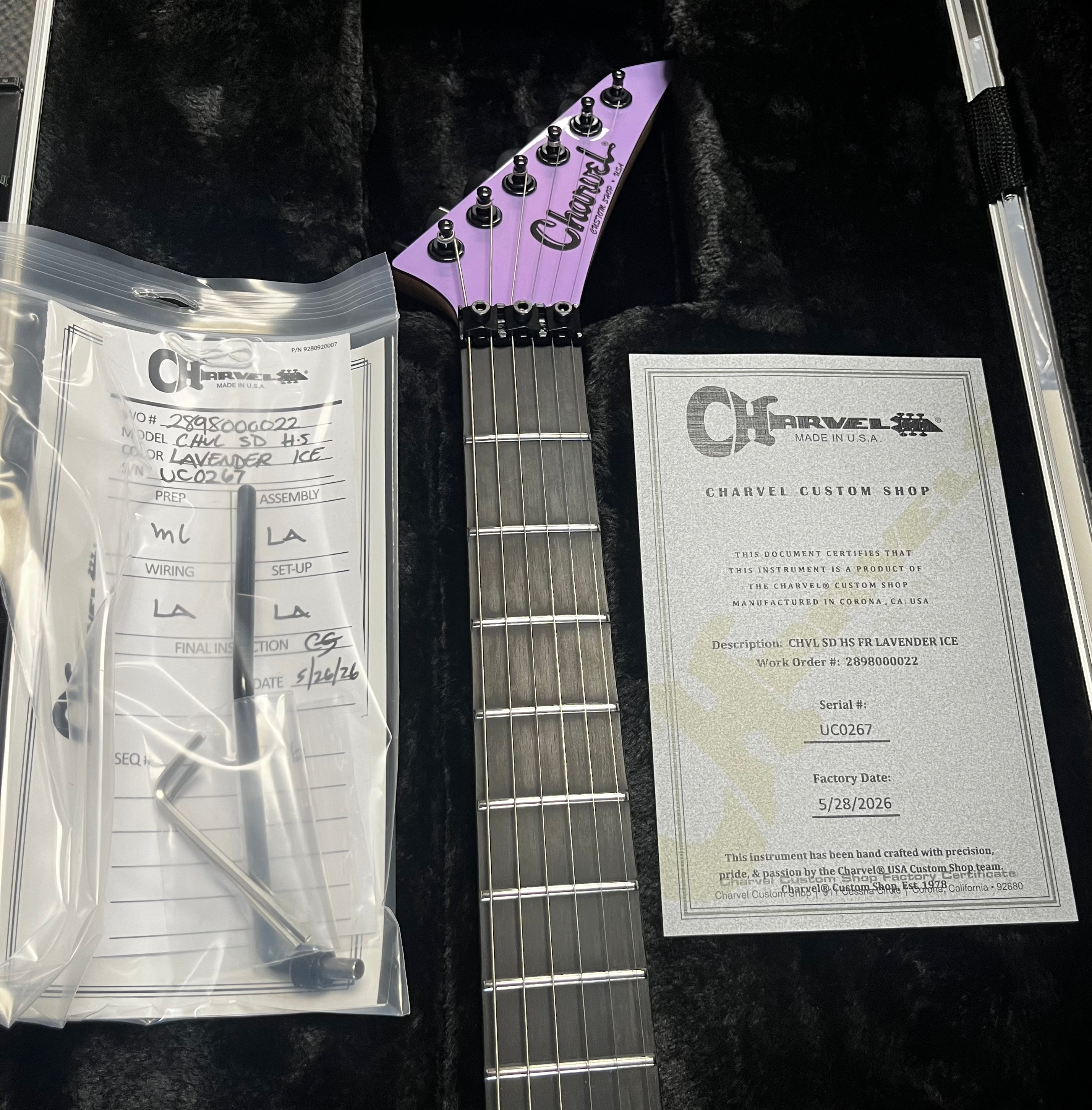 Charvel USA Custom Shop San Dimas HS FR - Lavender Ice with Ebony Fingerboard 2898000022 SERIAL NUMBER UC0267 - 8 LBS 7 OZ