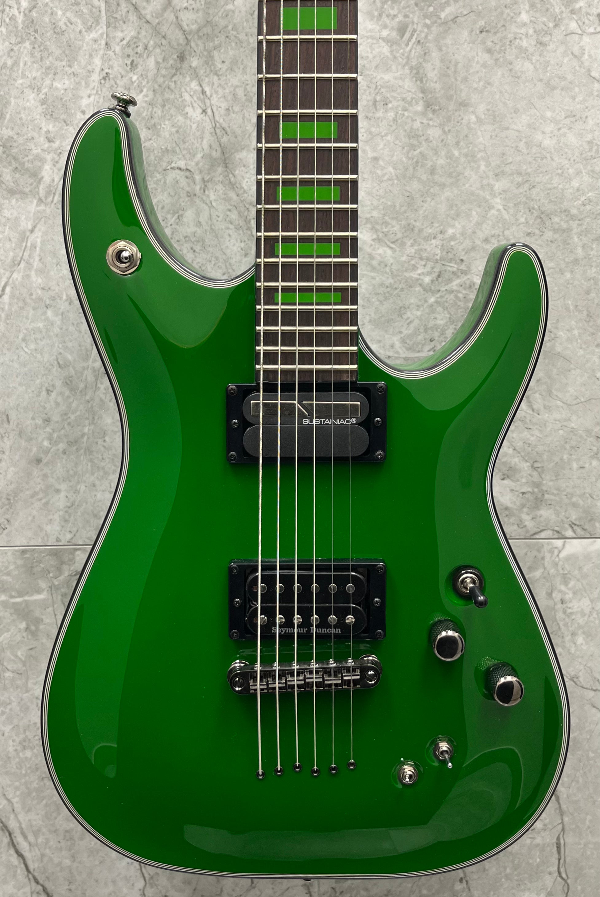 kenny hickey gear Schecter Kenny Hickey Signature C-1 Artist Series W/ SUSTAINIAC Electric Guitar Steele Green 221-SHC