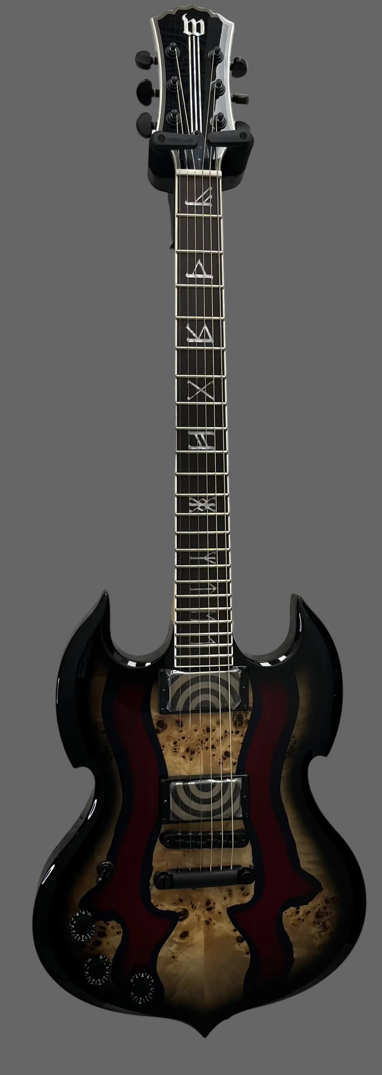 WYLDE AUDIO LEFT HANDED BARBARIAN SPECIAL EDITION BLOOD RIVER BURL LH 4594-SHC SERIAL NUMBER WA26040164 - 8 LBS 13 OZ