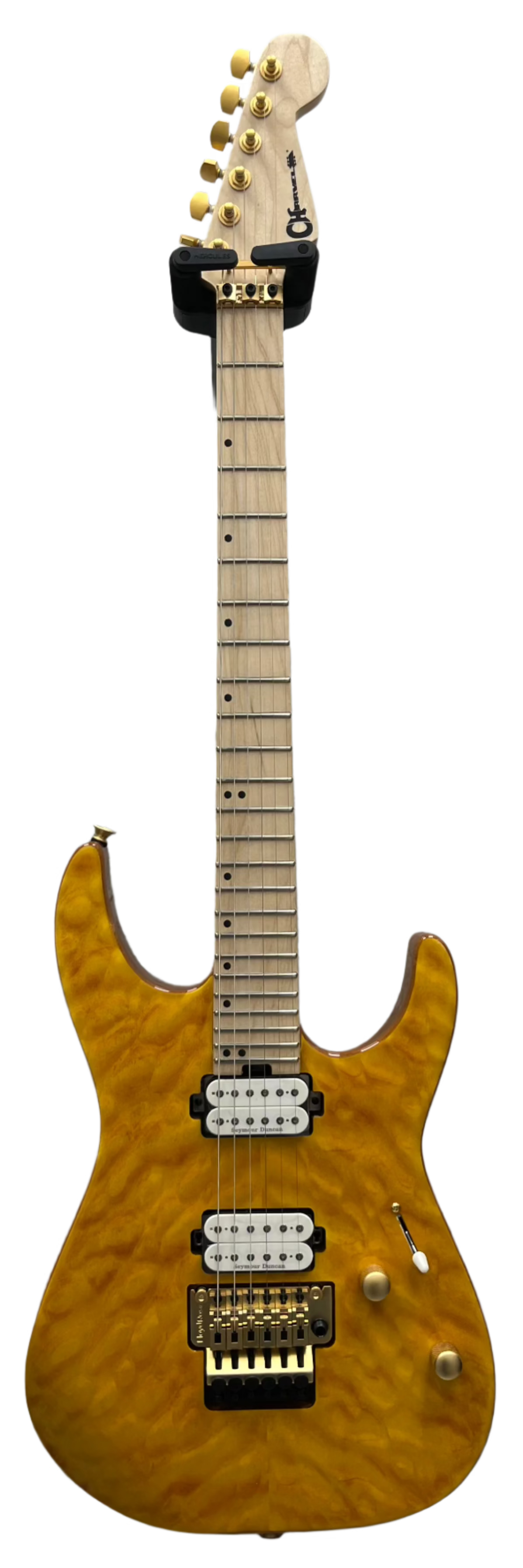 Charvel Pro-Mod DK24 HH FR M Mahogany with Quilt Maple Maple Fingerboard Dark Amber 2969431558 SERIAL MC24000636 - 7.4 LBS