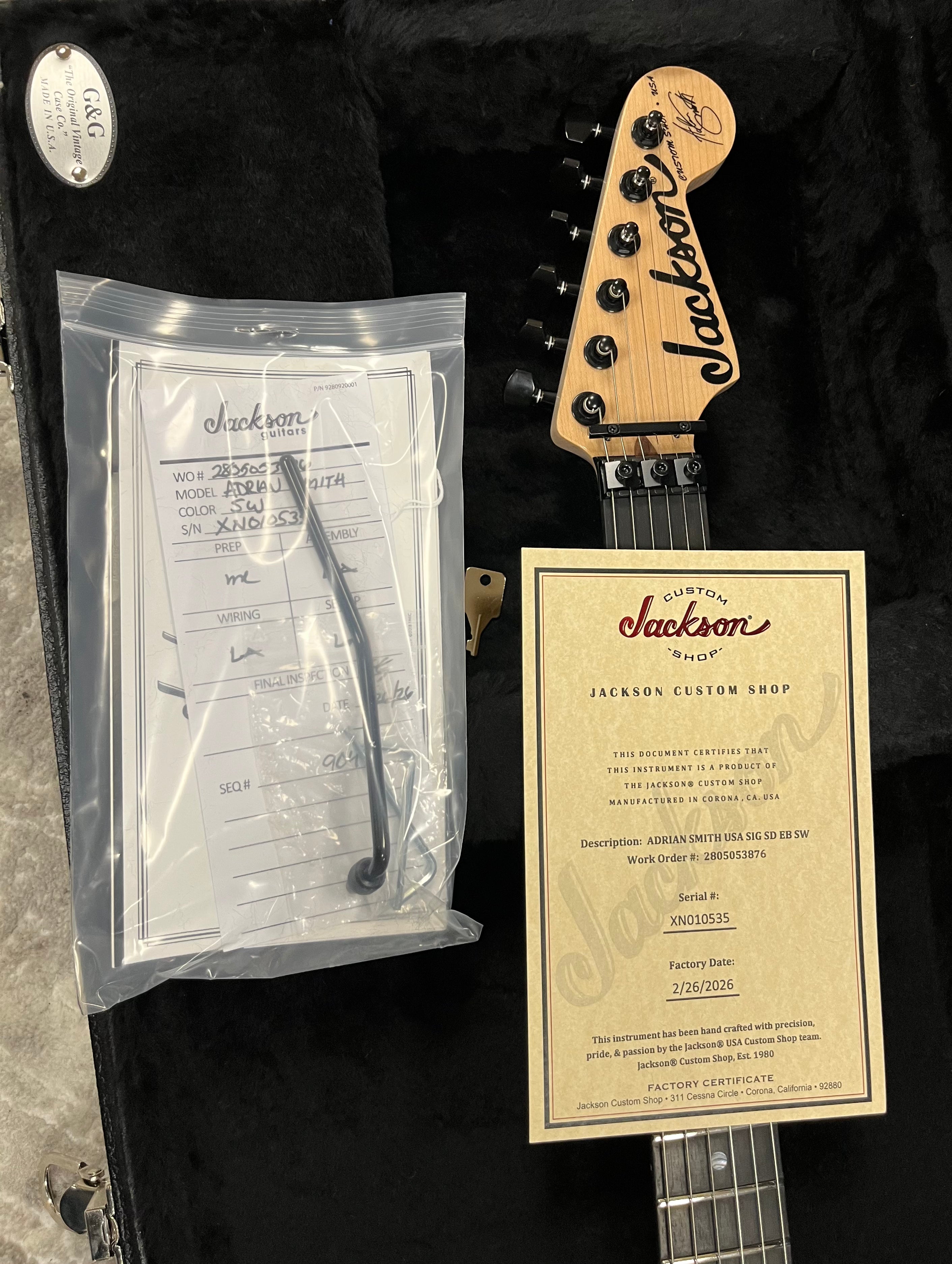 Jackson USA Adrian Smith San Dimas DK, Ebony Fingerboard, Snow White 2805053876 SERIAL NUMBER 010535 - 8 LBS 7 OZ