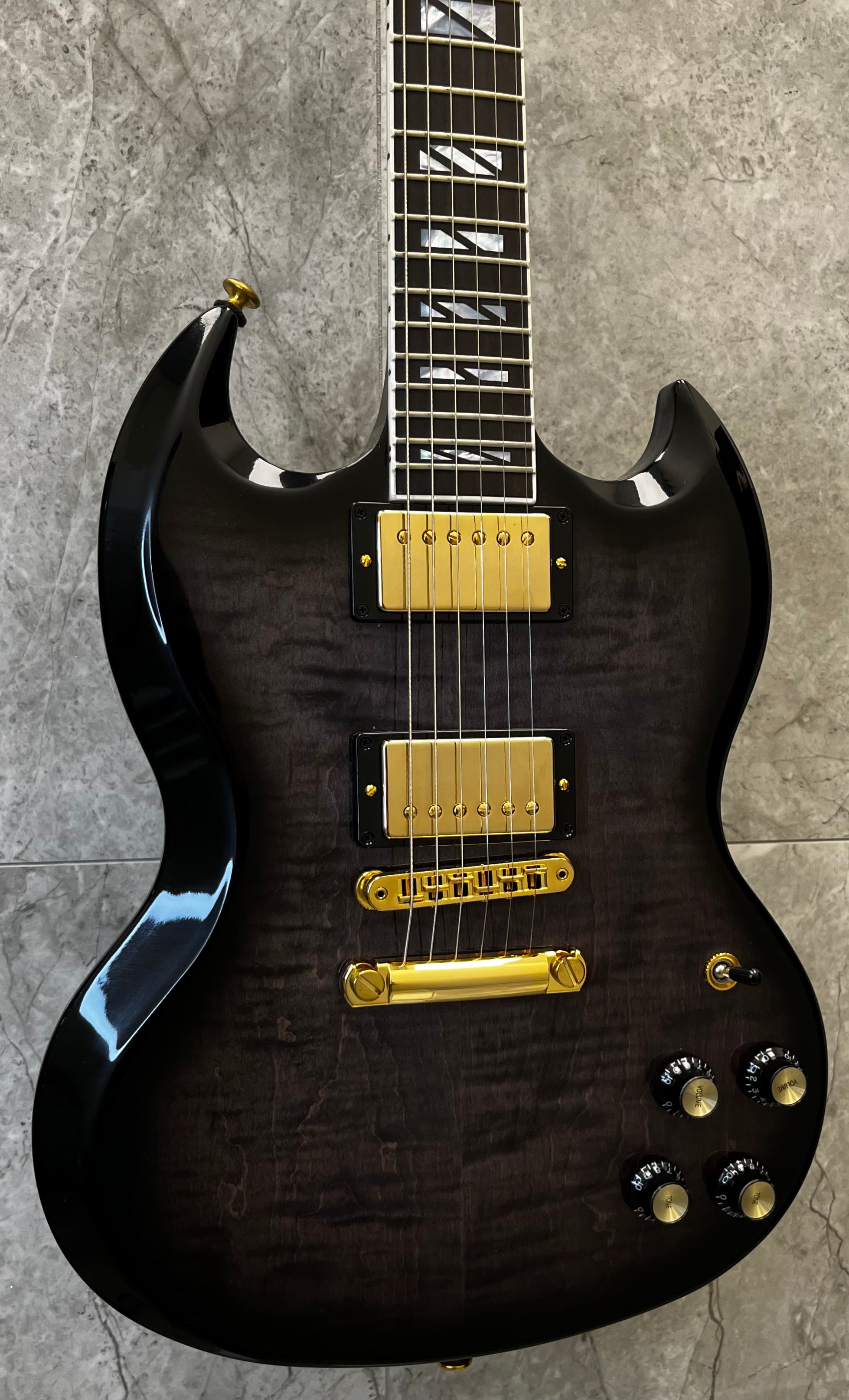 Gibson USA SG Supreme Electric Guitar with Hardshell Case - Translucent Ebony Burst SGSU00E2GH SERIAL NUMBER 231640294 - 7 LBS 13 OZ