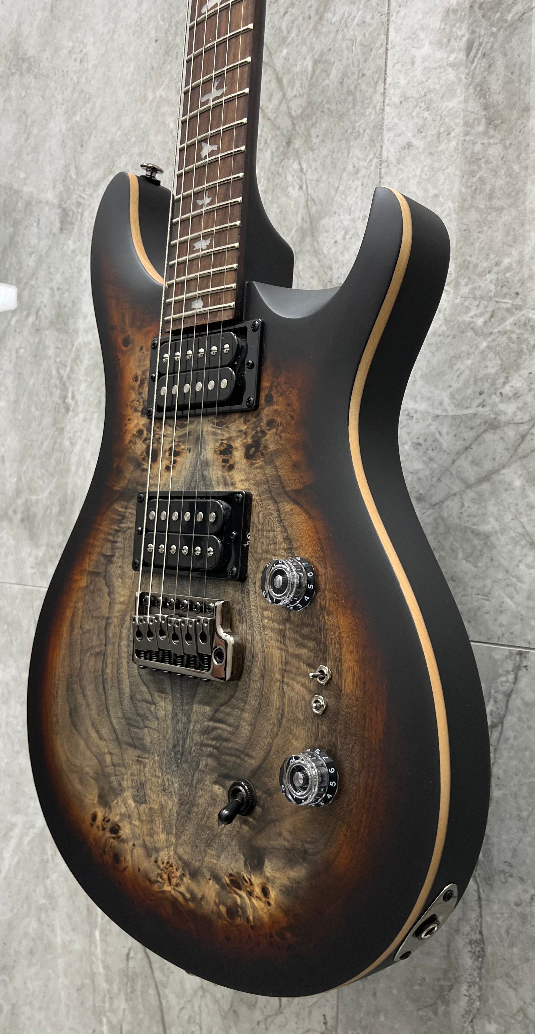 PRS SE Limited Edition Exotic Custom 24-08 Poplar Burl Charcoal Cherry Midnight Burst 114981::CJ: SERIAL NUMBER CTIG097014 - 7.4 LBS