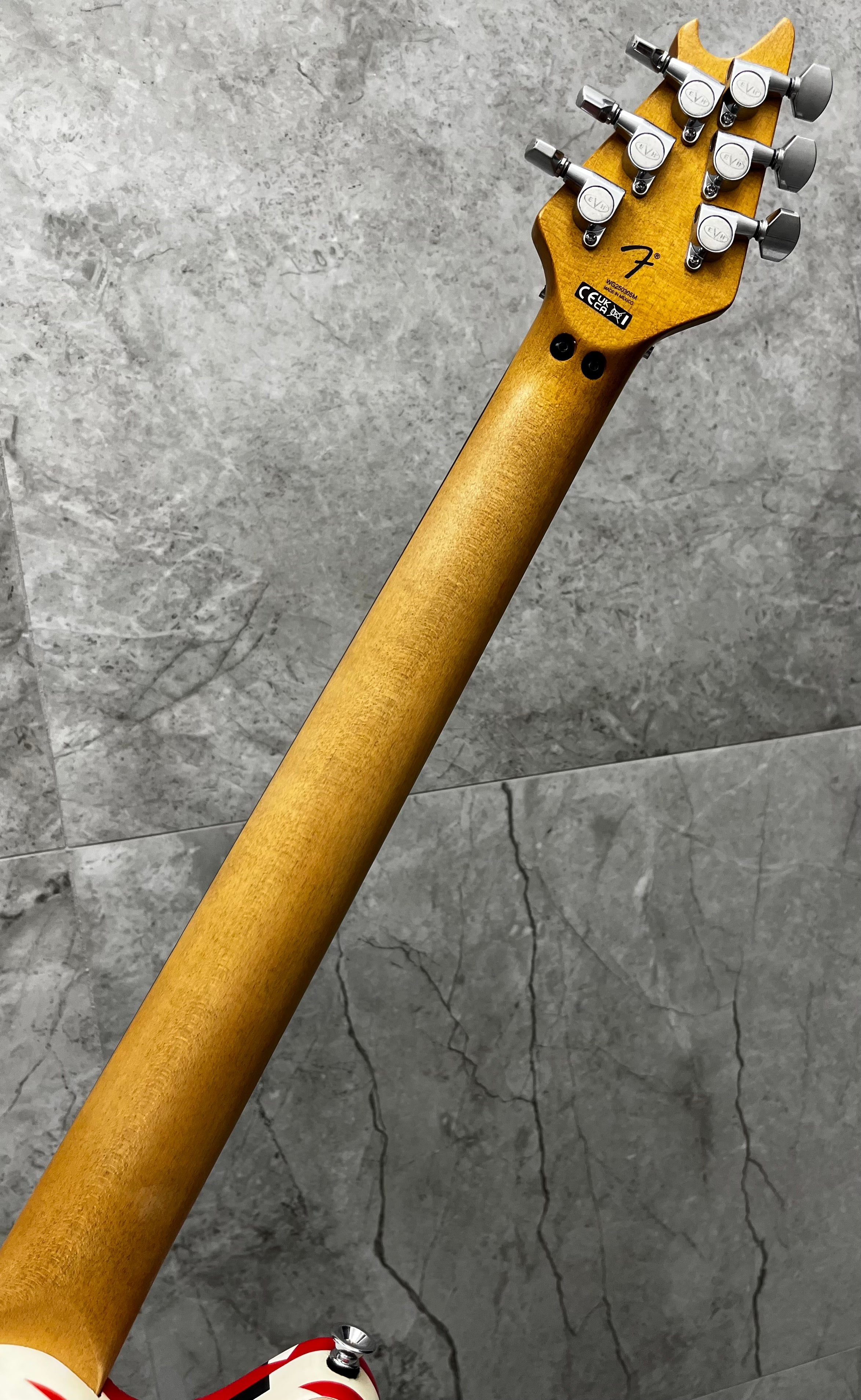 EVH Limited Edition Wolfgang Special Striped Series, Ebony Fingerboard, Red, Black, and White, Aged 5107500315 SERIAL NUMBER WG250305M - 7 LBS 2 OZ