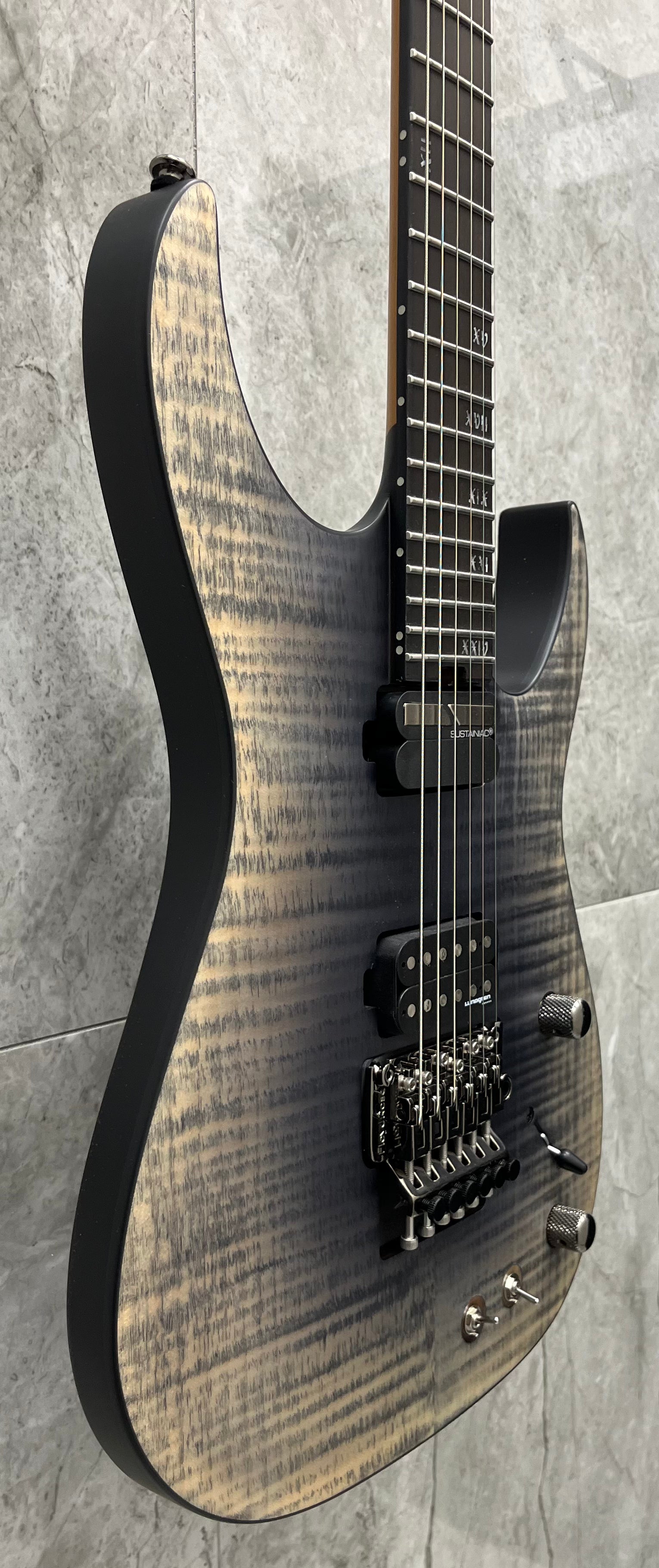 Schecter Banshee Mach 6 FR-S 6 String Electric Guitar w/ Sustainiac Fallout Burst Finish 1411-SHC SERIAL NUMBER W24100618 - 7.8 LBS