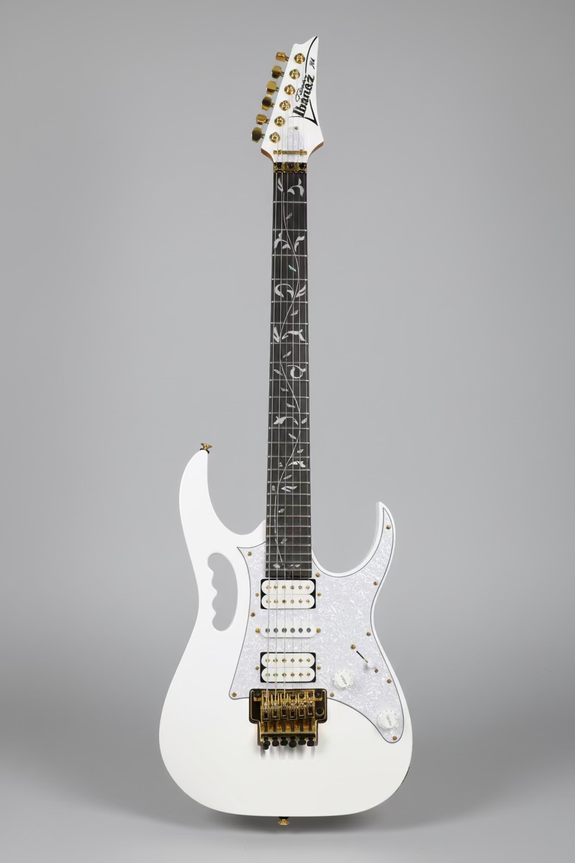 IBANEZ JEM7VP WH JEM Premium STEVE VAI 6 STRING WITH GIG BAG WHITE SERIAL NUMBER I260207683 - 7 LBS 10 OZ