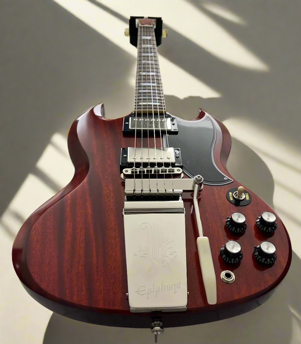 Epiphone 1964 SG Standard Reissue Electric Guitar with Maestro Vibrola - Cherry Red ECSGR4CHNH SERIAL NUMBER 24121524433 - 7.6 LBS