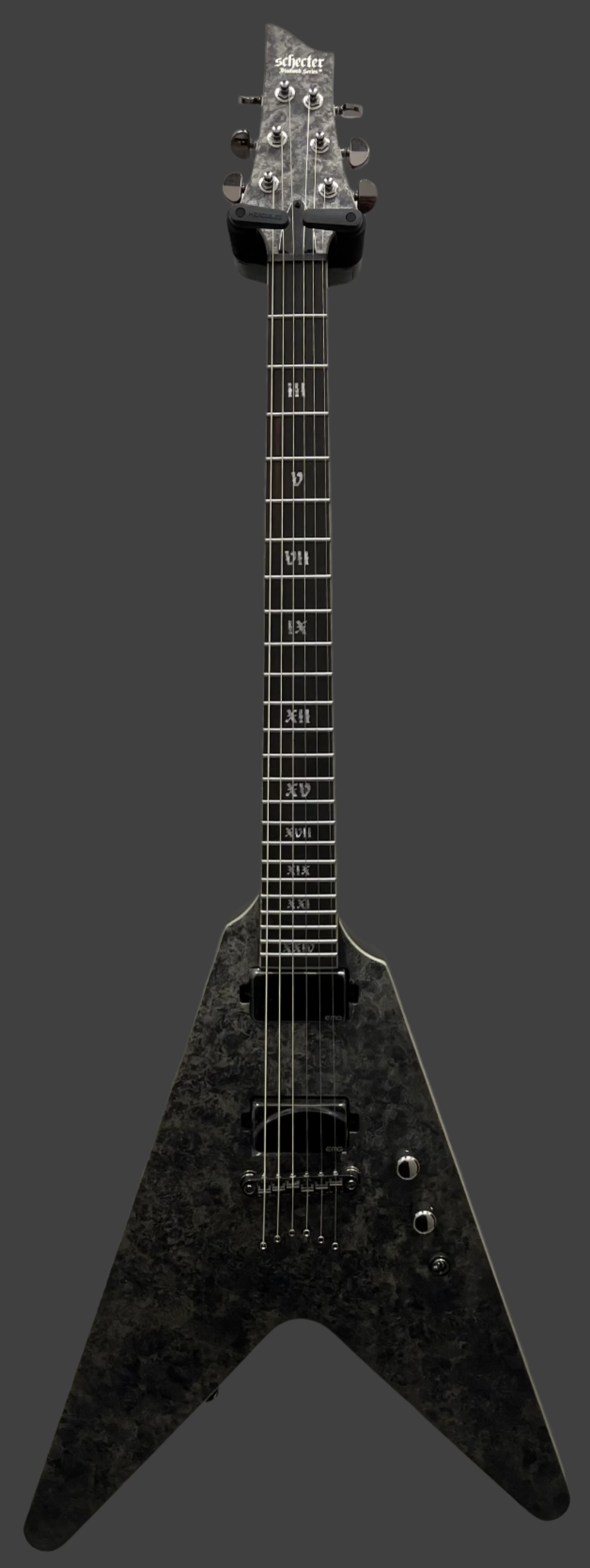 Schecter Juan of the Dead V-1 Electric Guitar, Black Reign 914-SHC SERIAL NUMBER W22120233 - 6.8 LBS