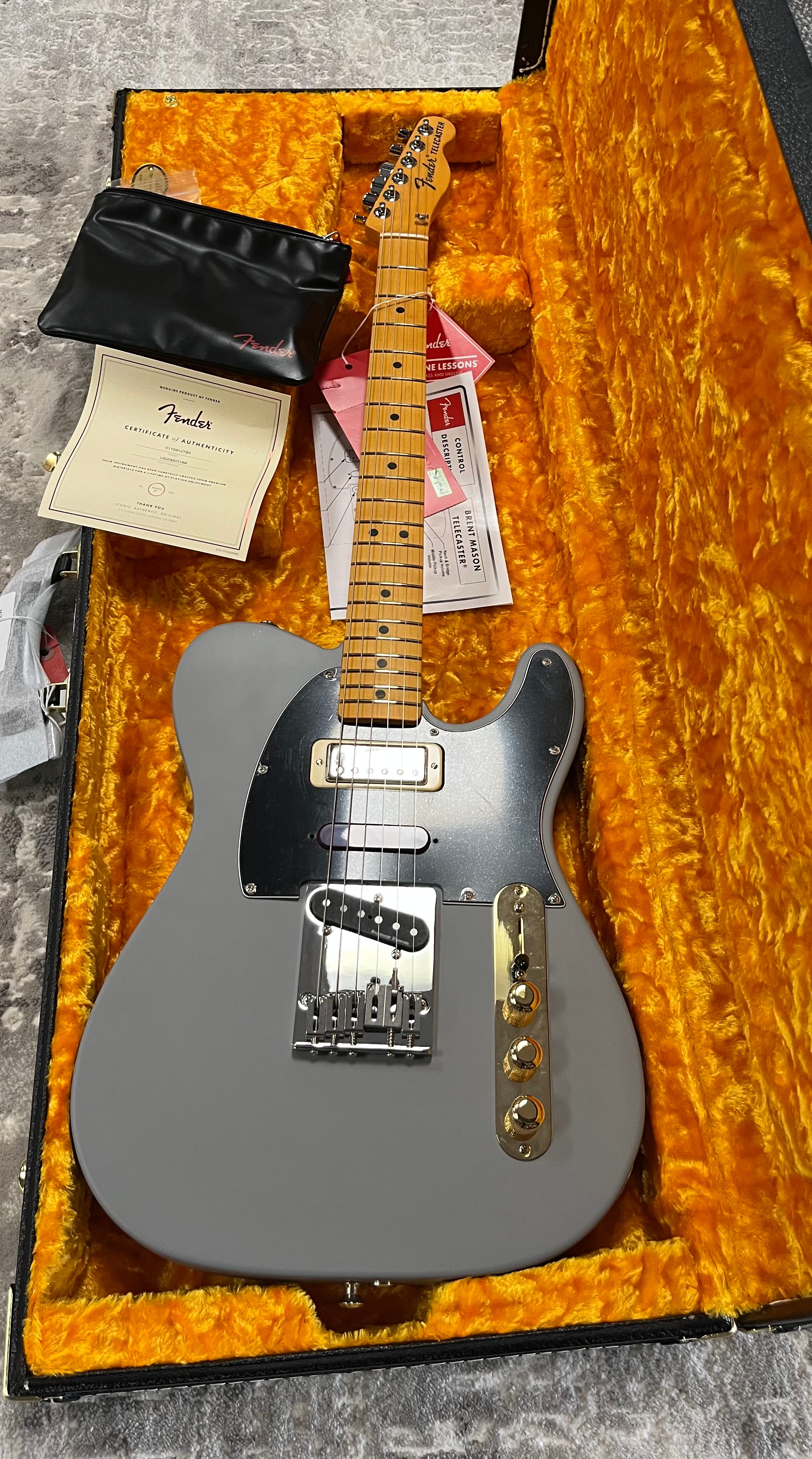 Fender USA Brent Mason Telecaster Maple Fingerboard Primer Gray 0115912793 SERIAL NUMBER US23025169 - 8.6 LBS