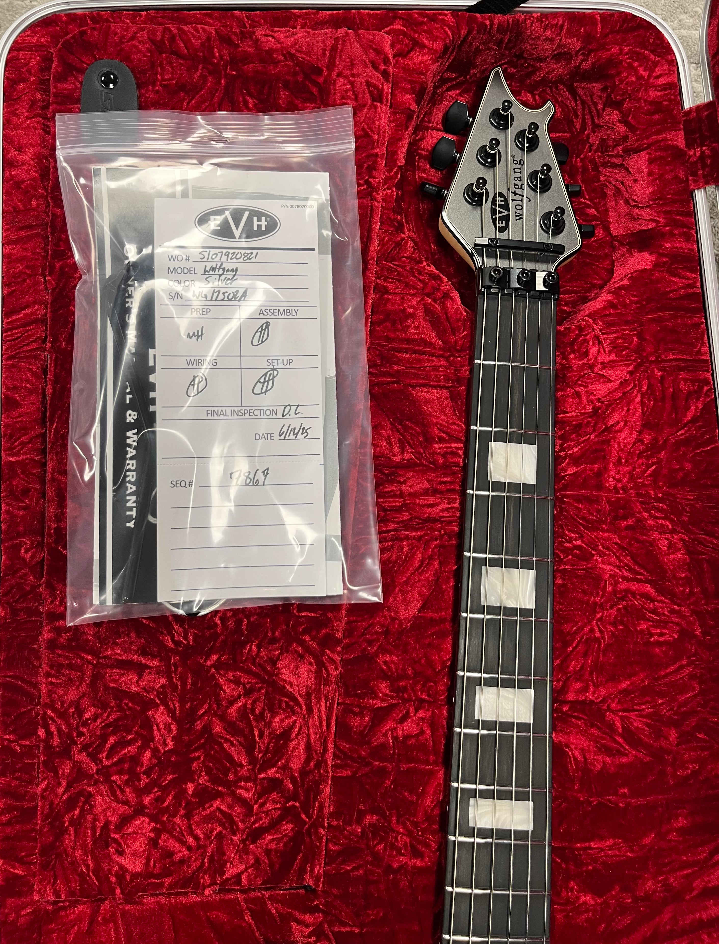EVH Wolfgang USA Ebony Fingerboard Gloss Silver 5107920821 SERIAL NUMBER WG17502A - 8.0 LBS