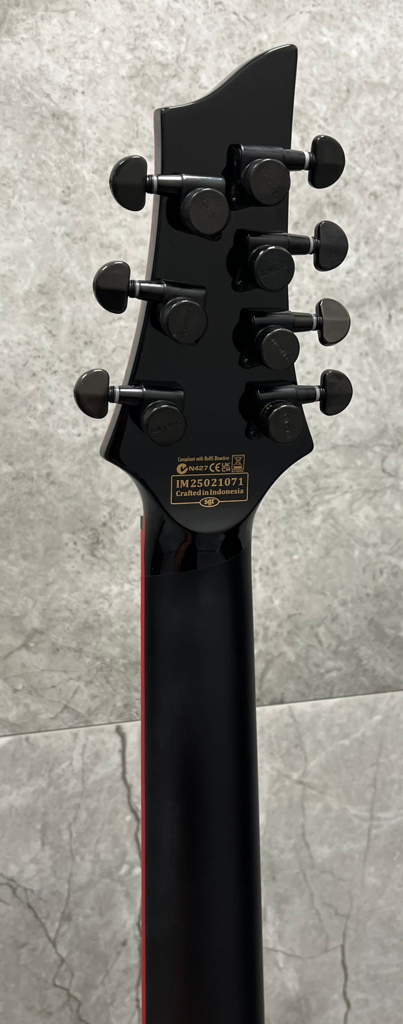 Schecter Sunset-7 7 String Red Dawn Gloss Black 3891-SHC SERIAL NUMBER IM25021071 - 7.6 LBS